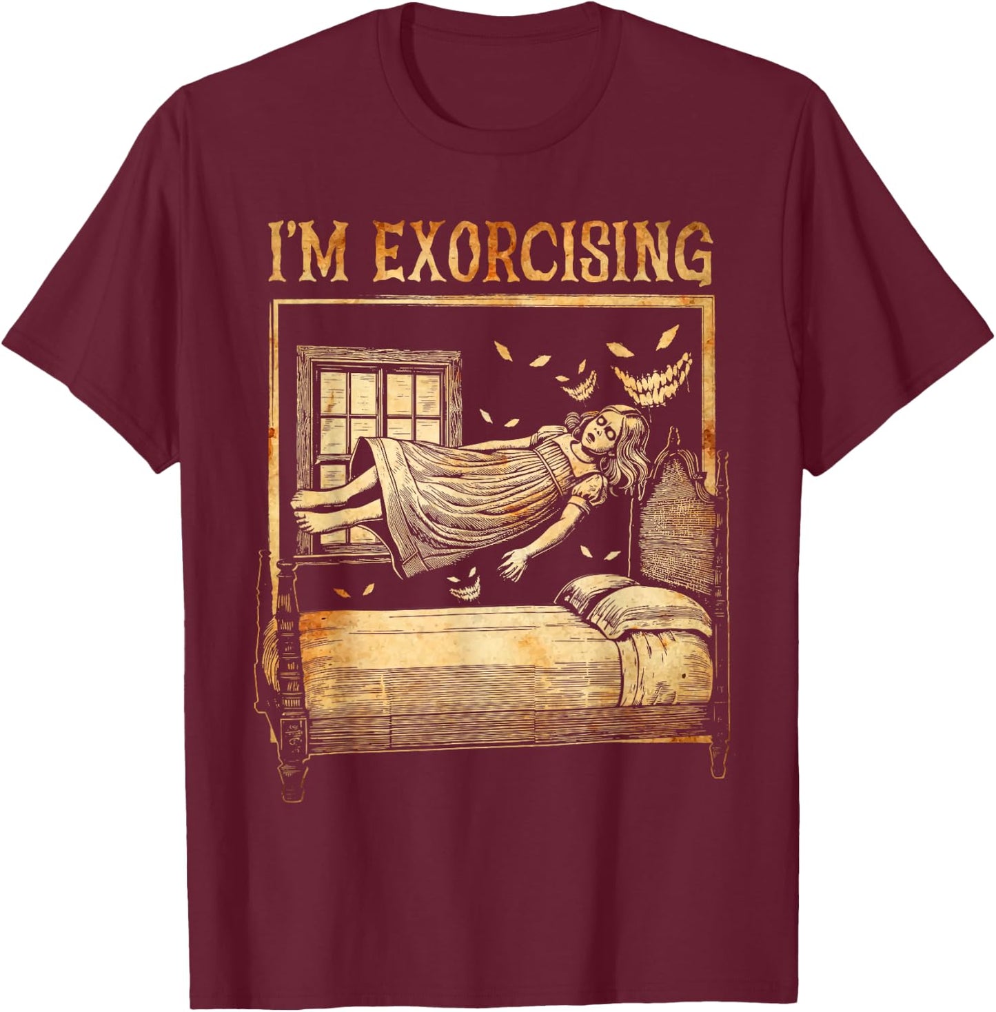 Halloween Fitness Horror Ghost I'm Exorcising Funny Gym T-Shirt - T-Shirt | Maroon