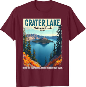 Crater Lake National Park Hiking Camping Hiker Camper T-Shirt - T-Shirt | Maroon