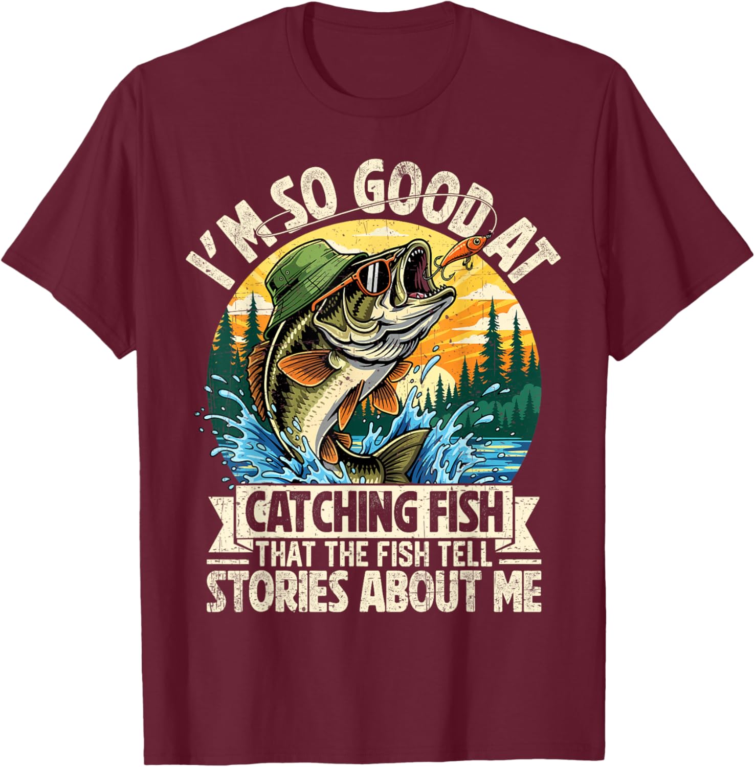 Funny Fishing Shirt Women Fisherman Bass Graphic T-Shirt - T-Shirt | Maroon