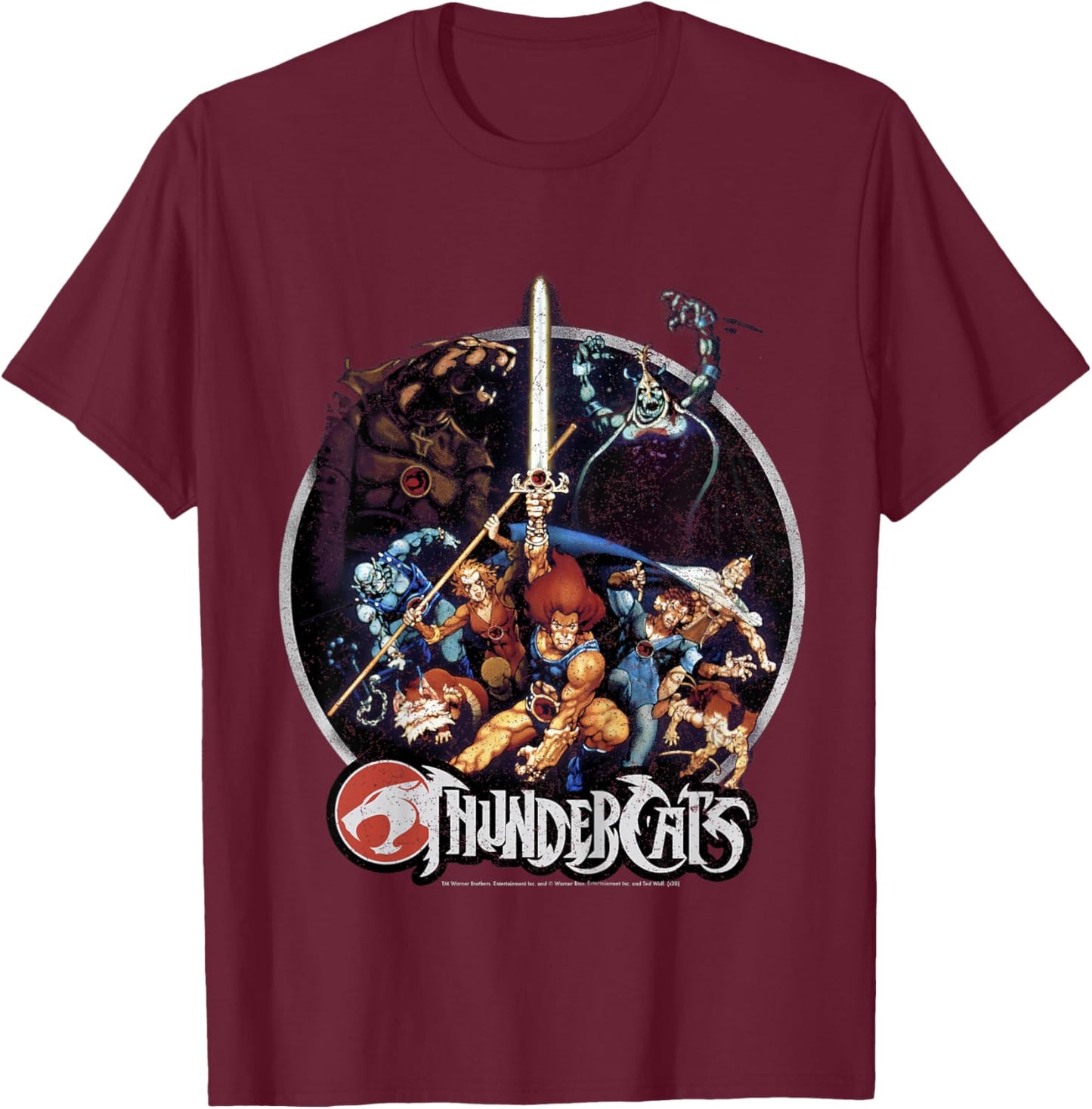 Kids Thundercats Group Shot Vintage Circle T-Shirt - T-Shirt | Maroon
