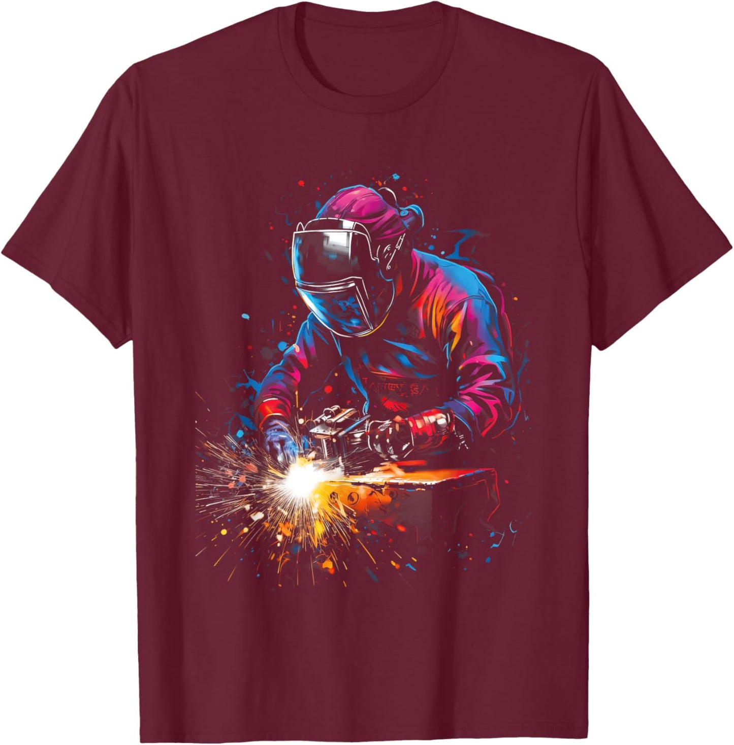 Colorful Metalwork Art Worker Metal Men T-Shirt - T-Shirt | Maroon