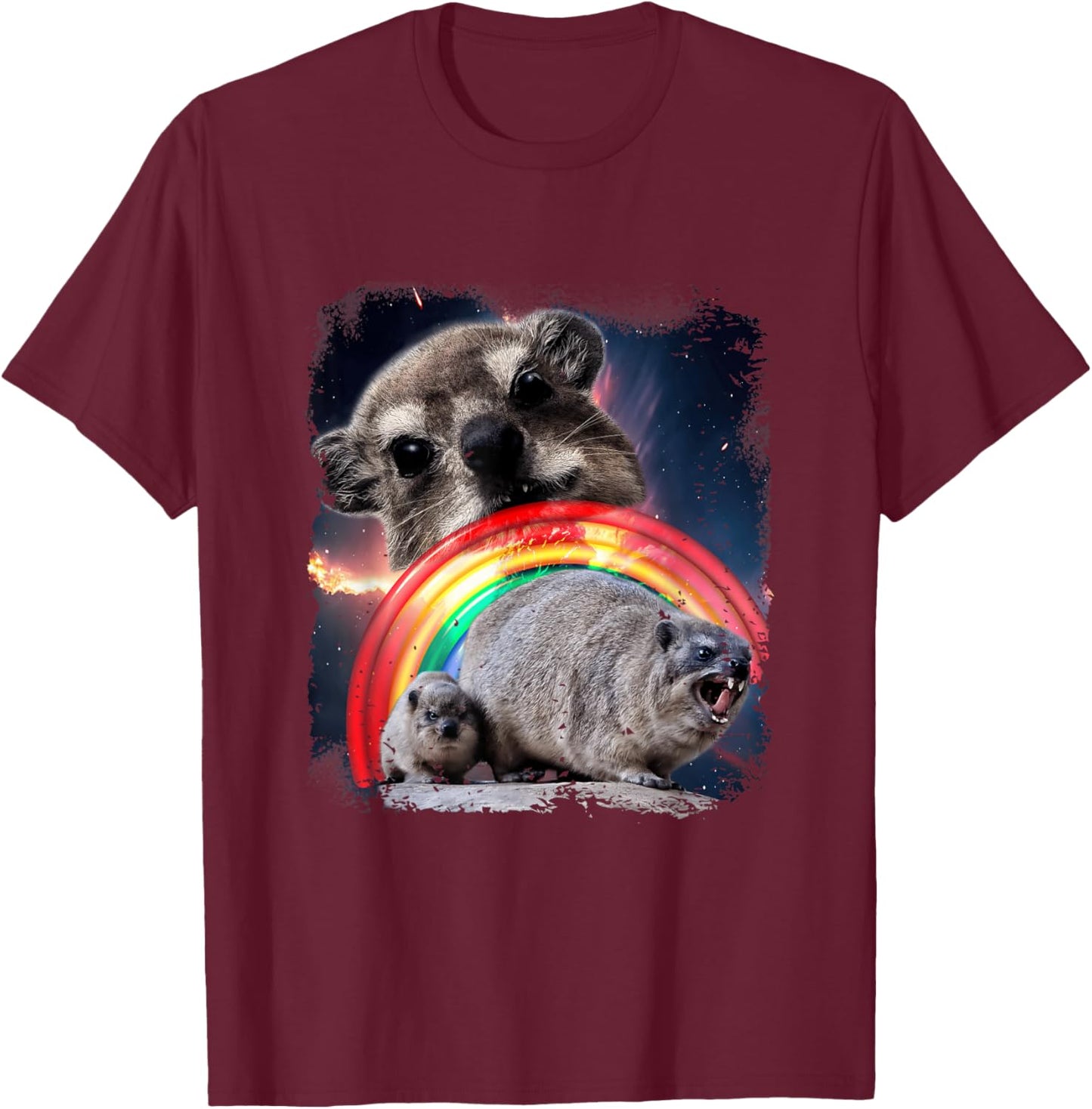 Ugly Funny Meme Retro Animal , Black, S T-Shirt - T-Shirt | Maroon