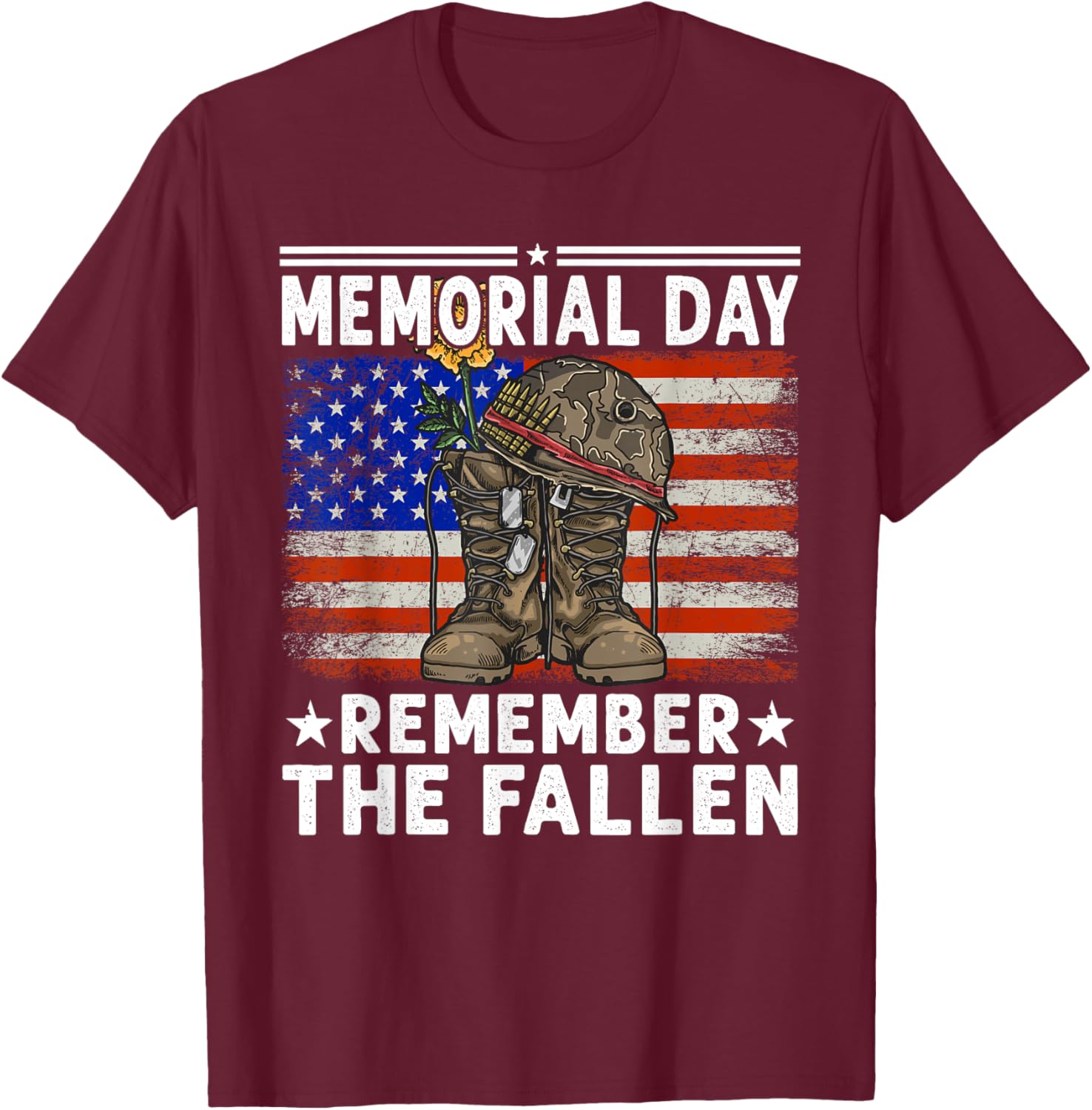 Memorial Day Remember The Fallen - Veterans T-Shirt - T-Shirt | Maroon