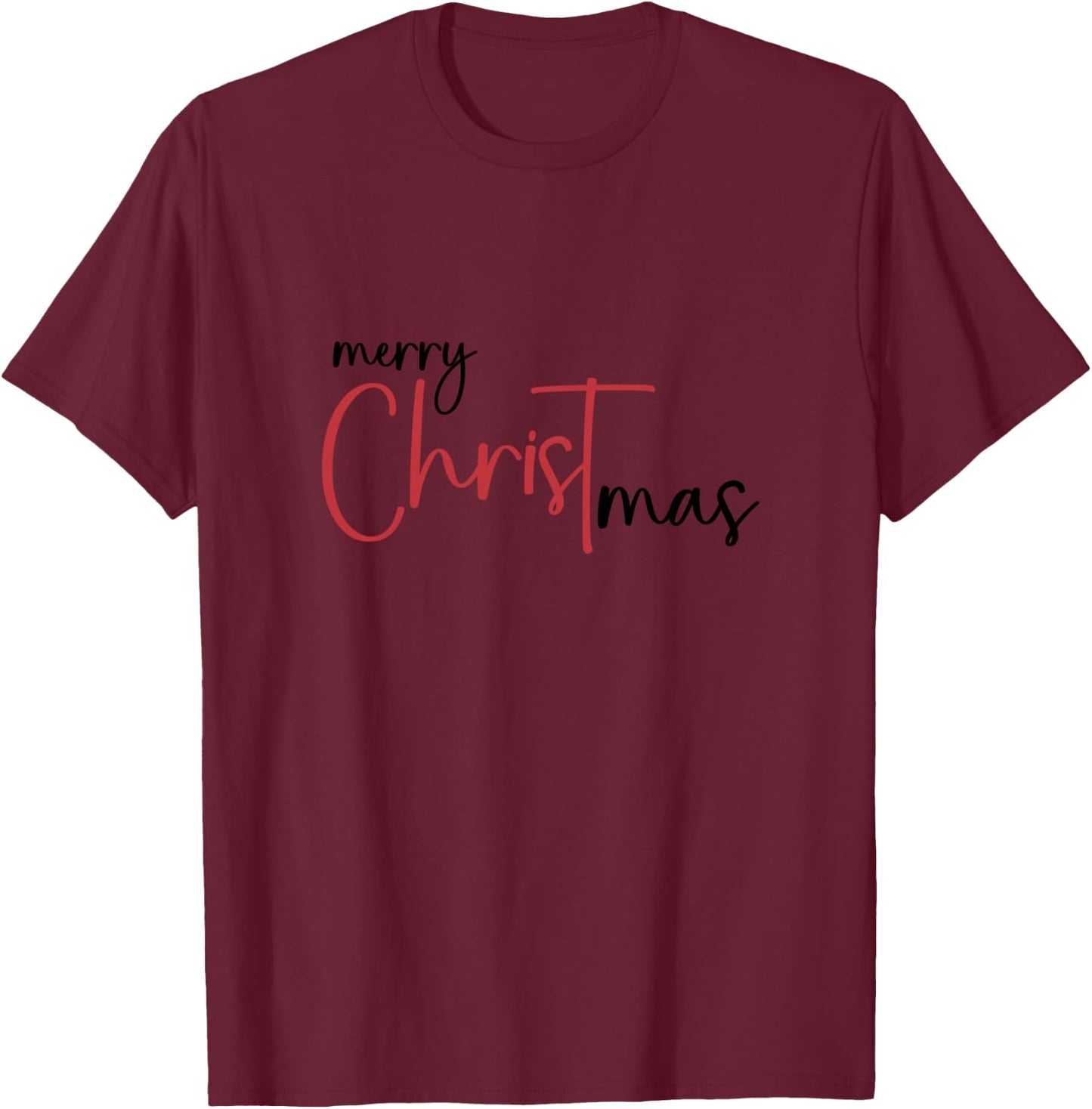 Merry Christ Mas Christmas Begins With Christ Xmas T-Shirt - T-Shirt | Maroon
