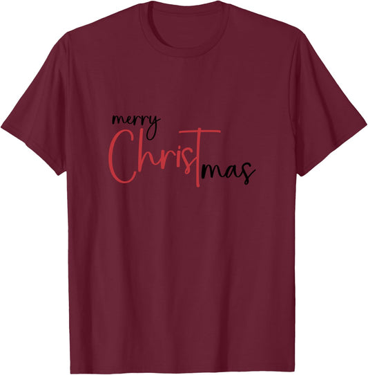 Merry Christ Mas Christmas Begins With Christ Xmas T-Shirt - T-Shirt | Maroon