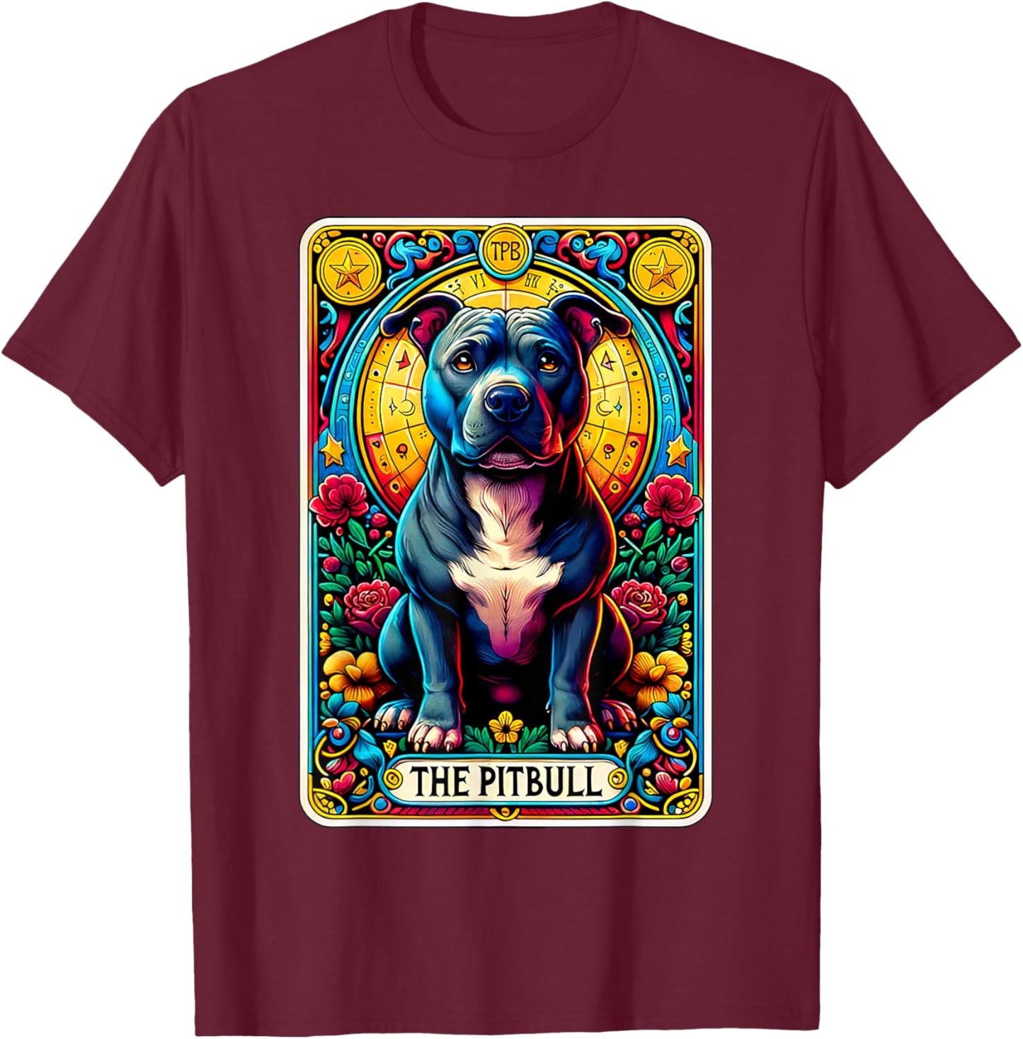 The Pitbull Tarot Card Dog Lover American Pit Bull Terrier Women Kids T-Shirt - T-Shirt | Maroon