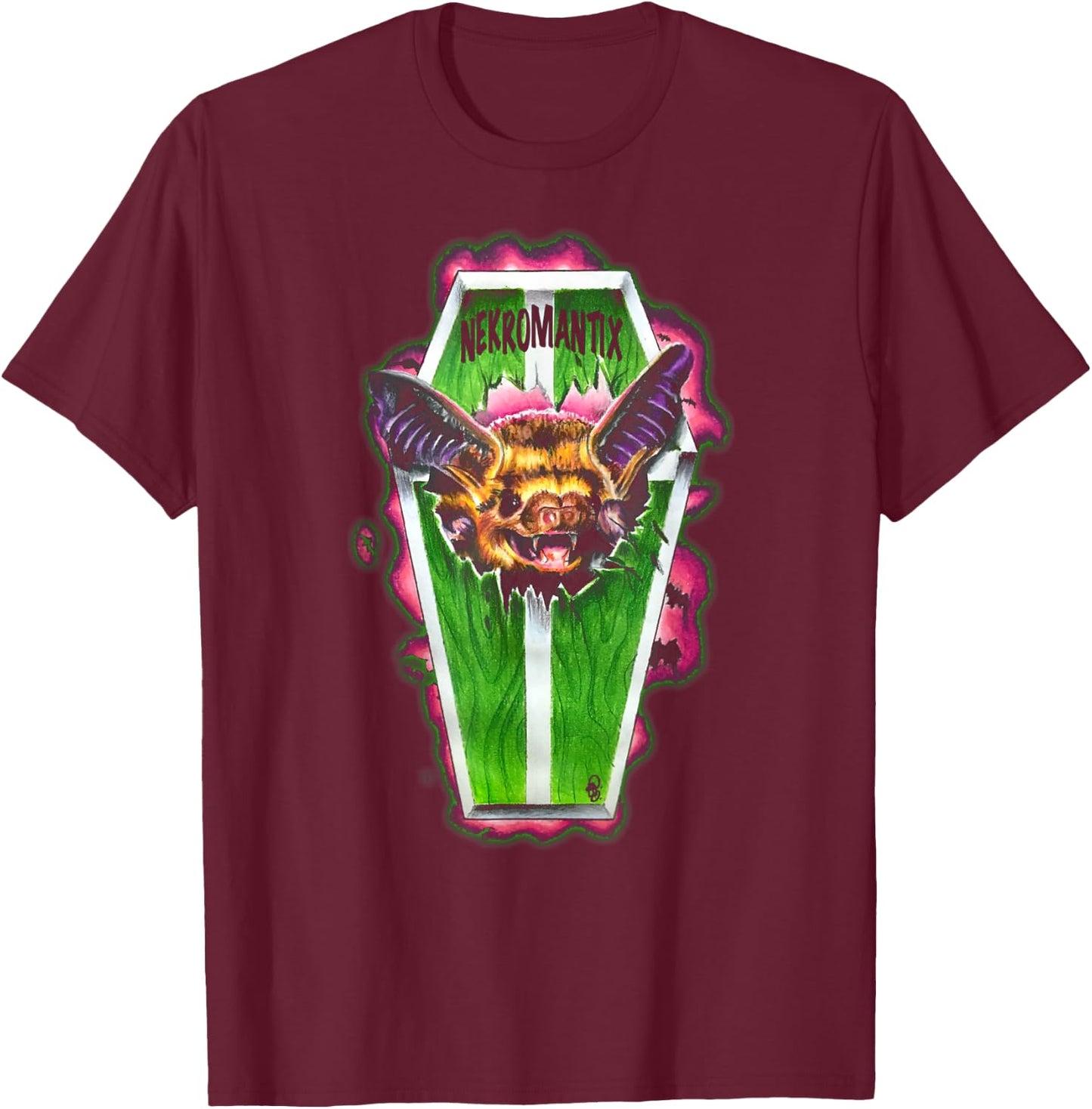Nekromantix - Coffin - Official Merchandise T-Shirt - T-Shirt | Maroon