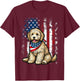 Goldendoodle 4th of July Patriotic Golden Doodle Dog T-Shirt - T-Shirt | Maroon