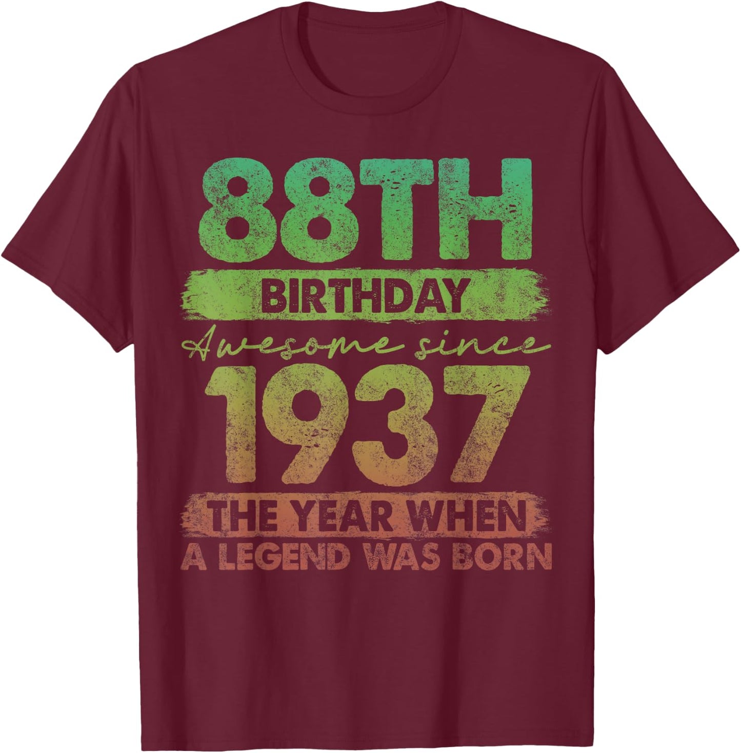 88 Year Old Gifts Vintage 1937 Limited Edition 88th Birthday T-Shirt - T-Shirt | Maroon