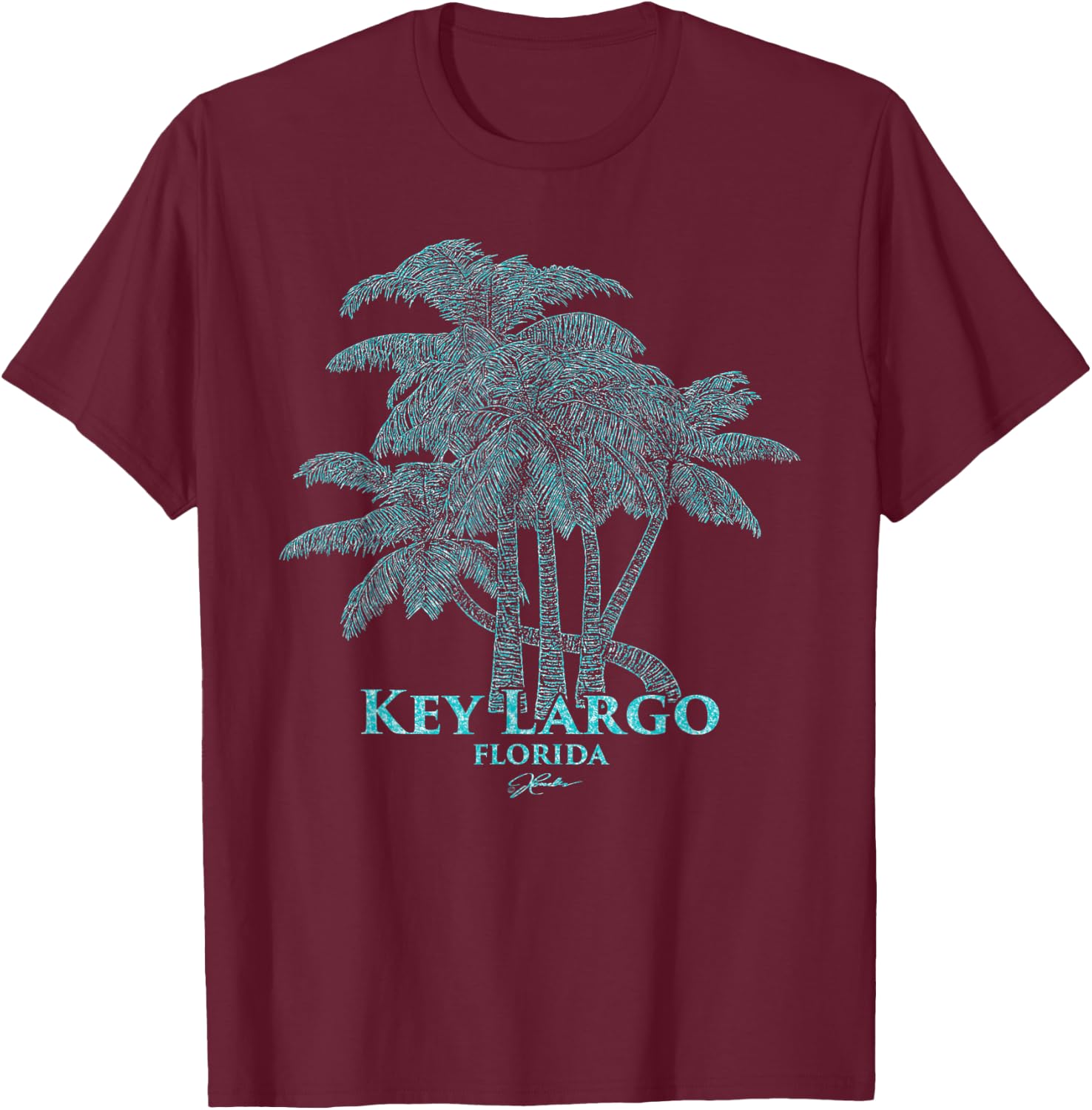 JCombs: Key Largo, FL, Palm Trees T-Shirt - T-Shirt | Maroon