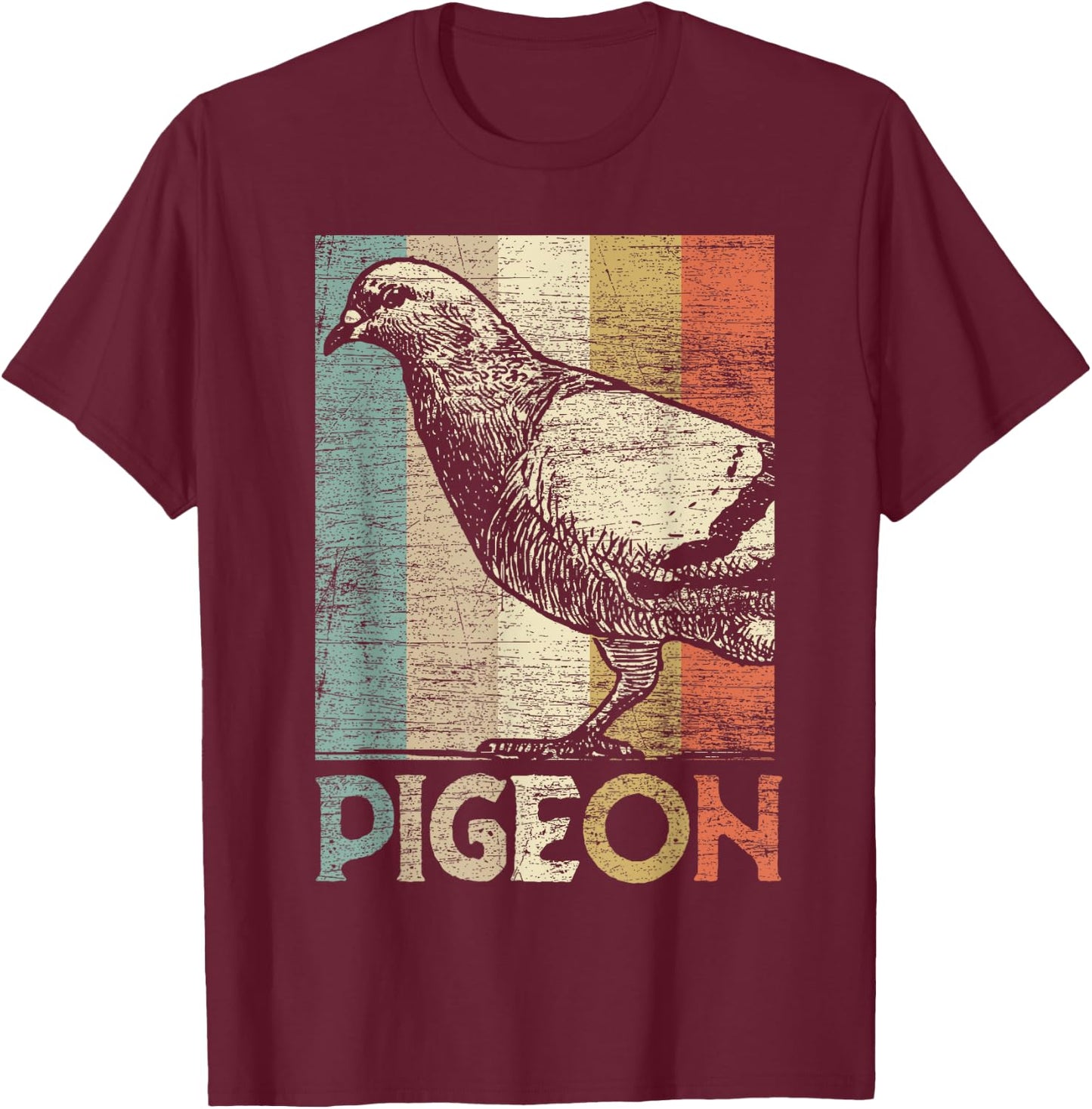 Retro Pigeon T-Shirt - T-Shirt | Maroon