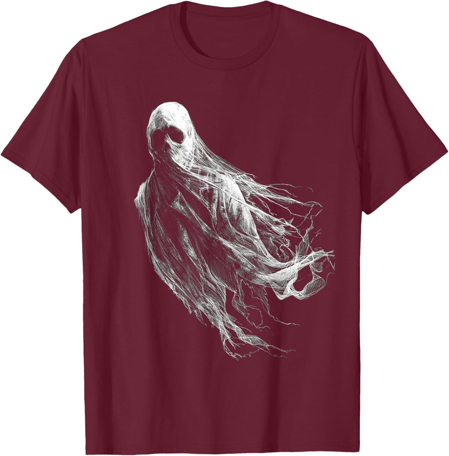 Ghost Costume Halloween Graphic Art Ghost T-Shirt - T-Shirt | Maroon