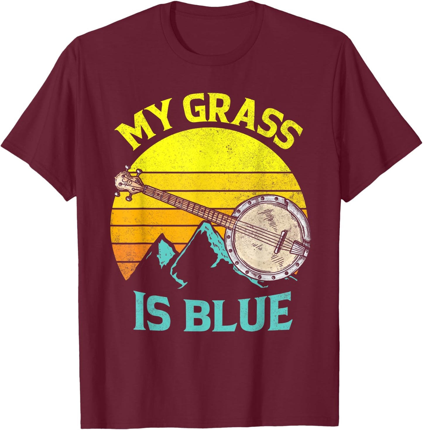 Banjo Vintage Bluegrass Music Fans Banjo Player Gift T-Shirt - T-Shirt | Maroon