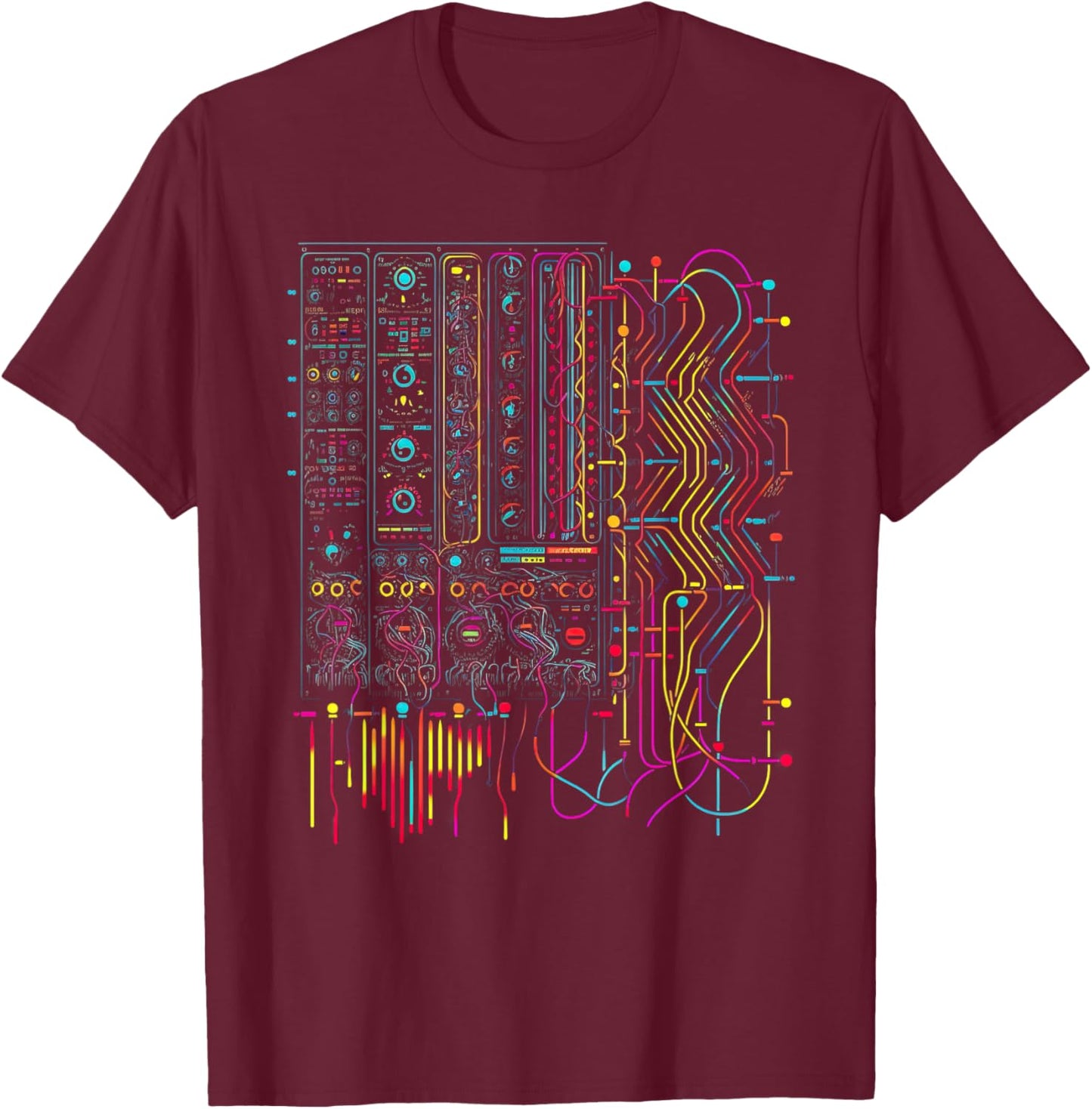 Analogue Synthesiser Electronic Music Modular Life T-Shirt - T-Shirt | Maroon
