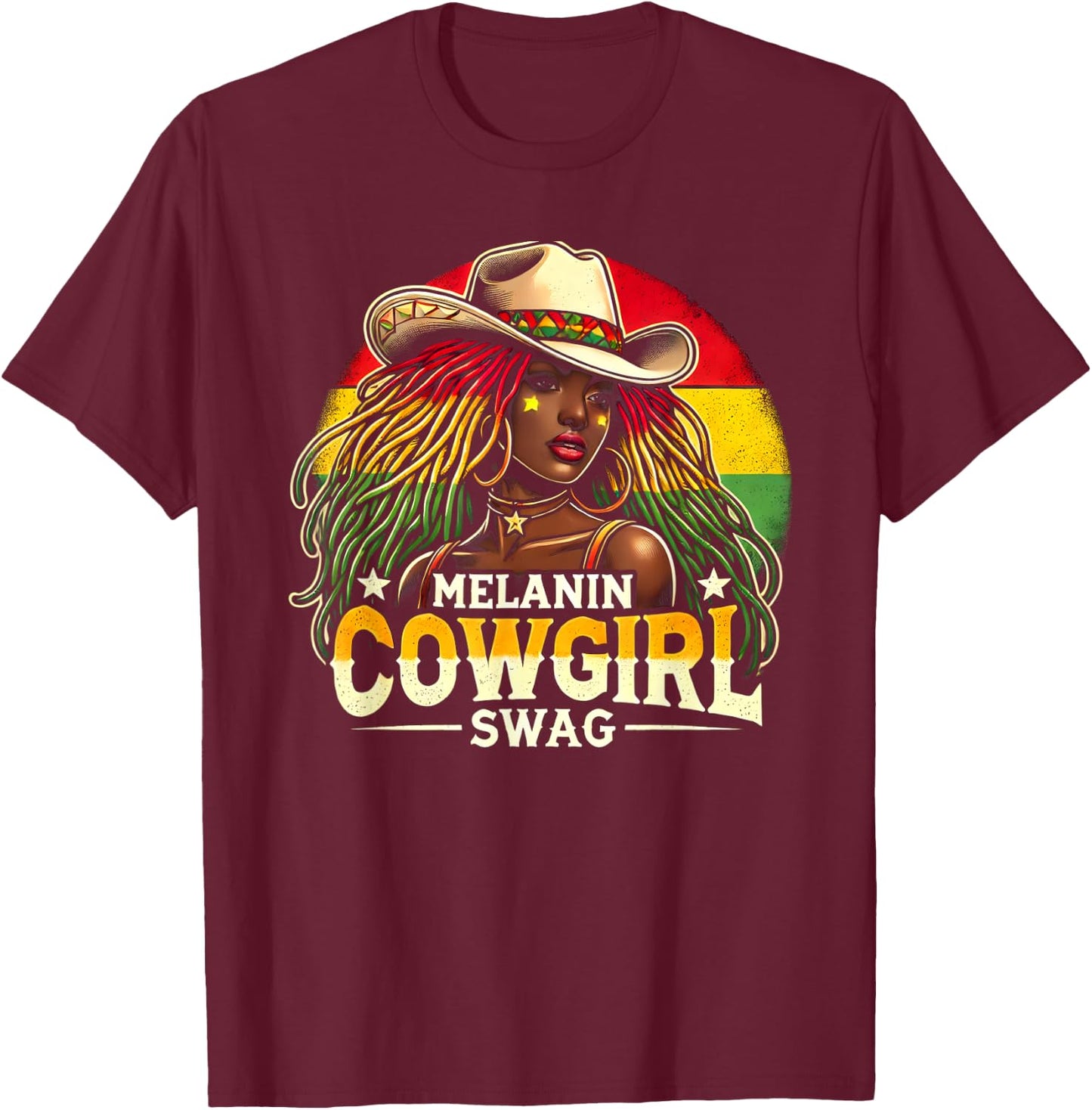 Melanin Cowgirls African Cowgirl Swag T-Shirt - T-Shirt | Maroon