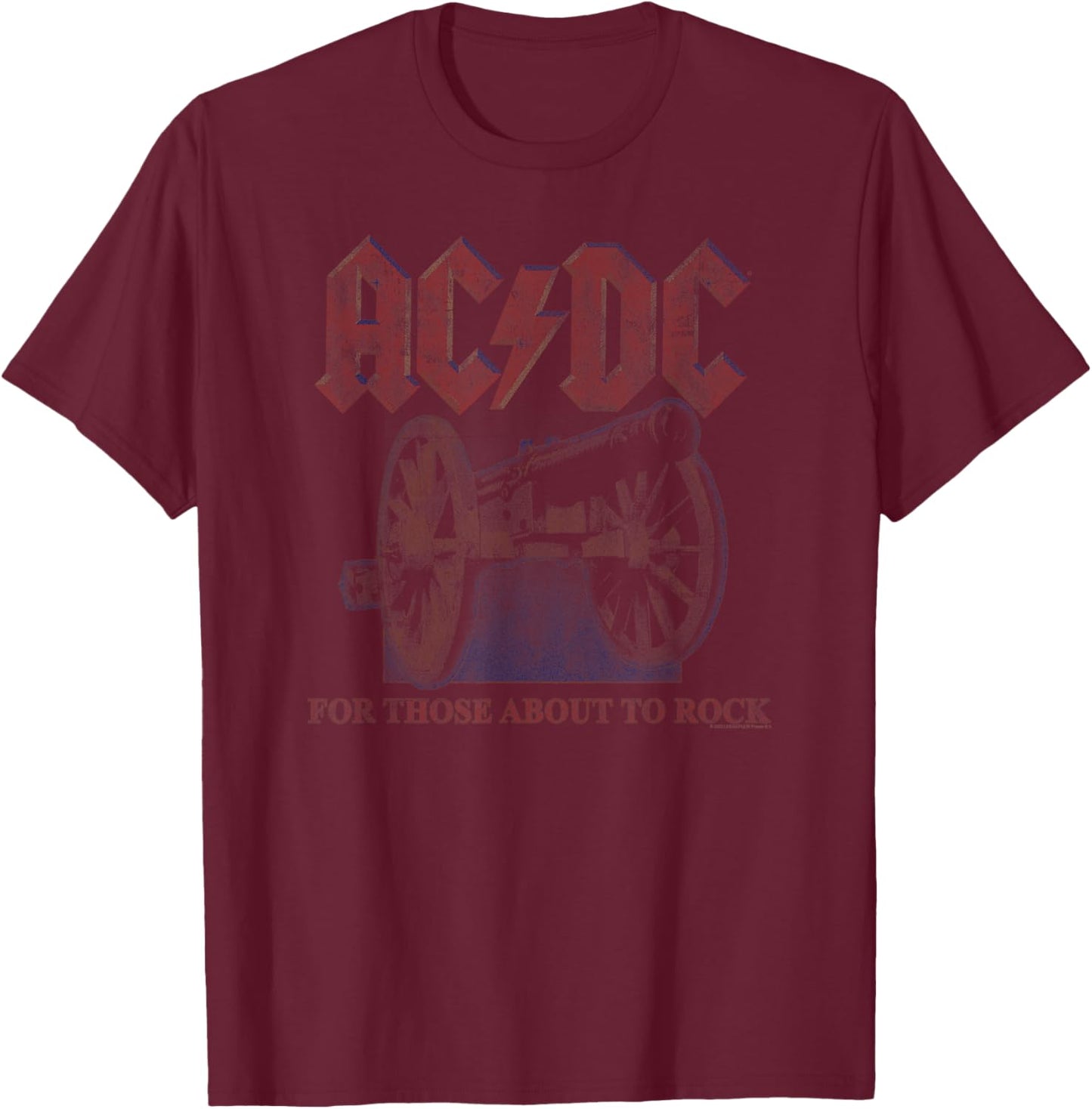 Official AC/DC for Those About to Rock Canon Rock Music Band T-Shirt - T-Shirt | Maroon