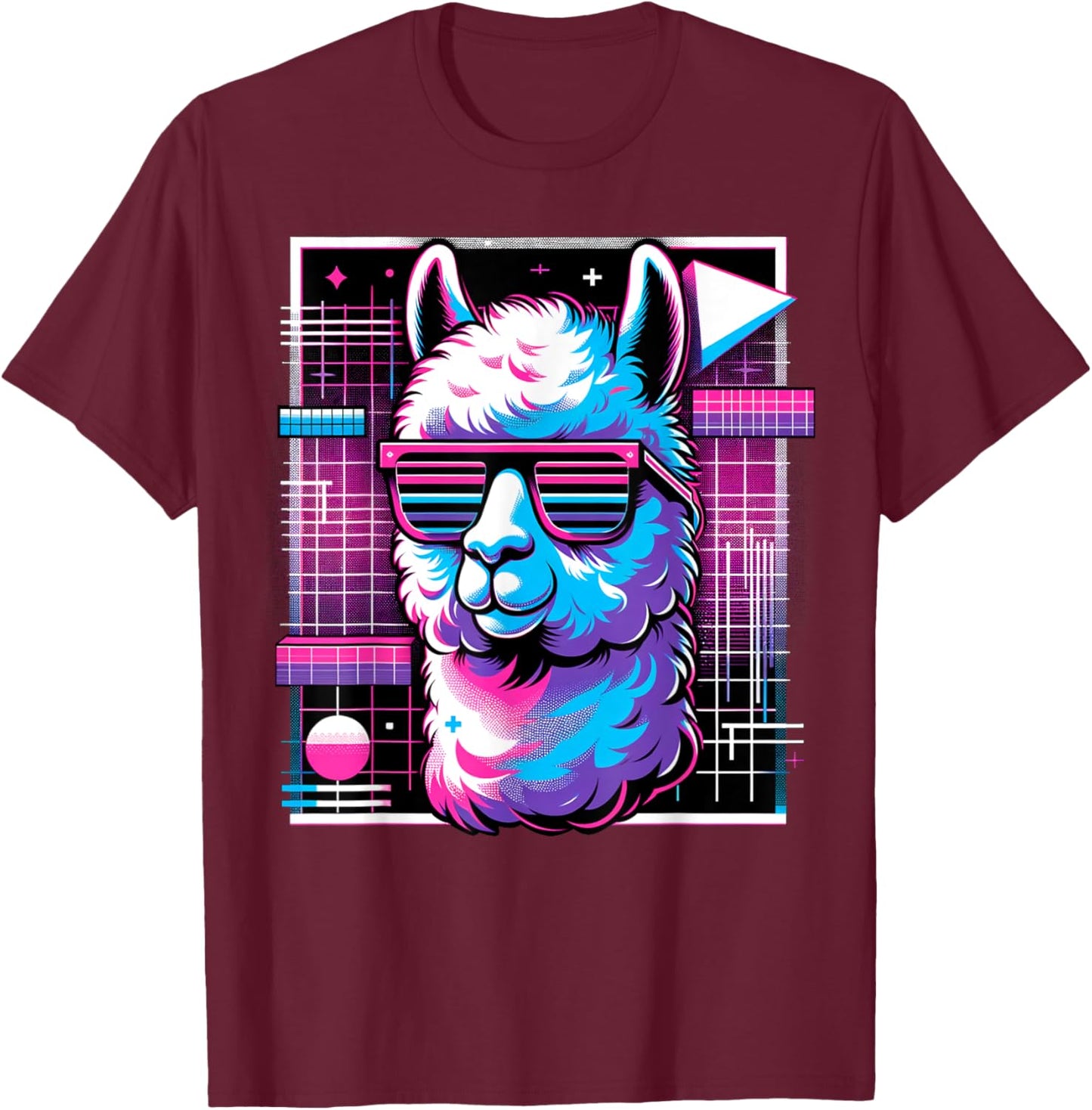 and Kids Vintage Retro Lama Alpaca Lover T-Shirt - T-Shirt | Maroon