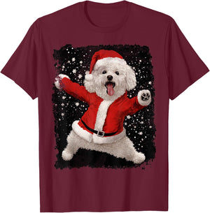 Bichon Frise Christmas T-Shirt - T-Shirt | Maroon