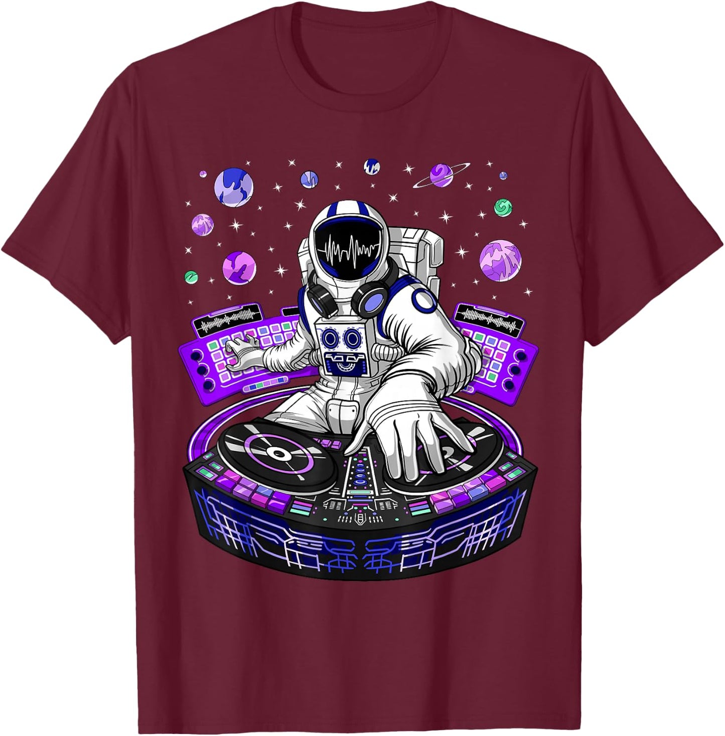 Astronaut Psychedelic Music DJ Psytrance Techno EDM Festival Small T-Shirt - T-Shirt | Maroon