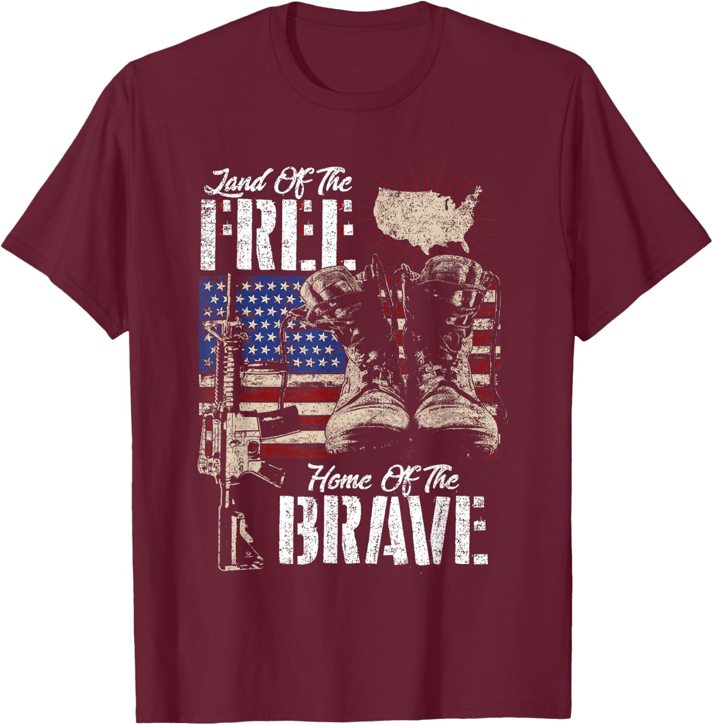 Land of the Free House of the Brave Veteran of the US Army T-Shirt - T-Shirt | Maroon