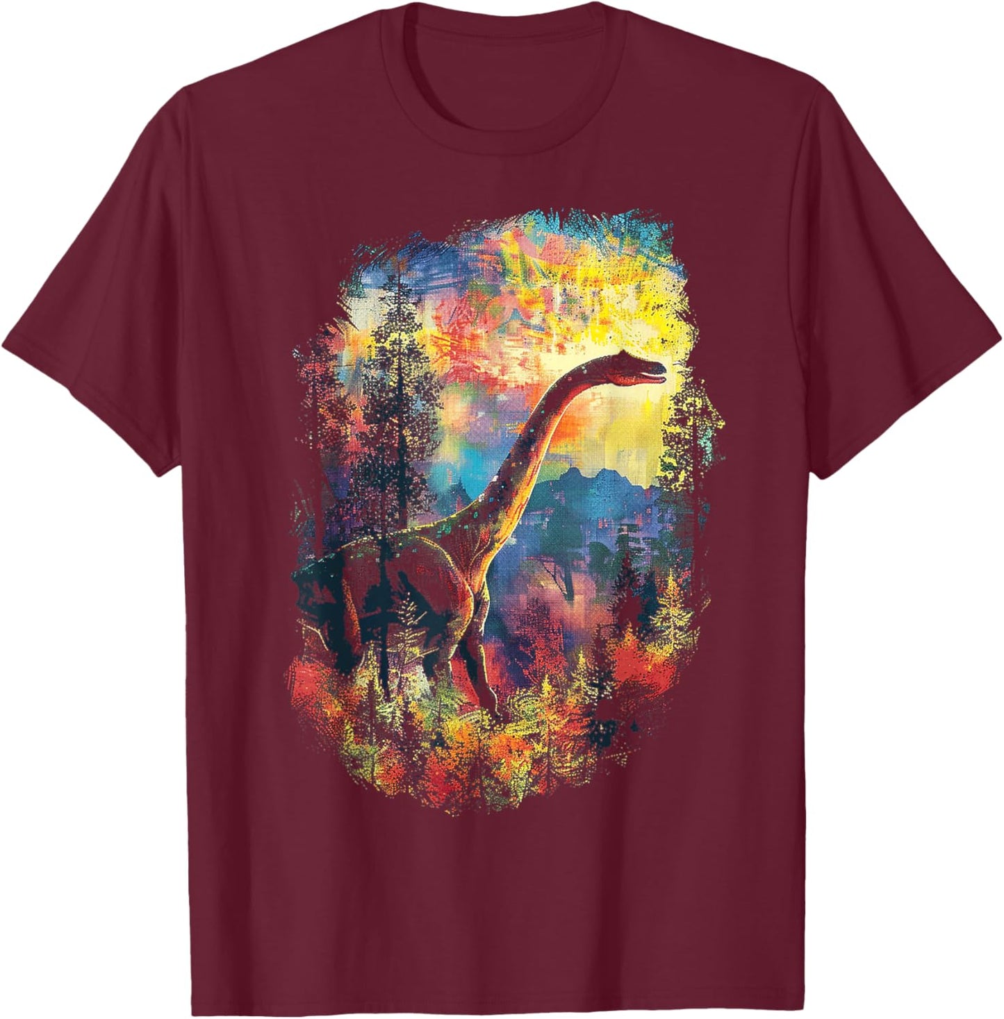 Apatosaurus Dinosaur Motif Artwork Apatosaurus T-Shirt - T-Shirt | Maroon