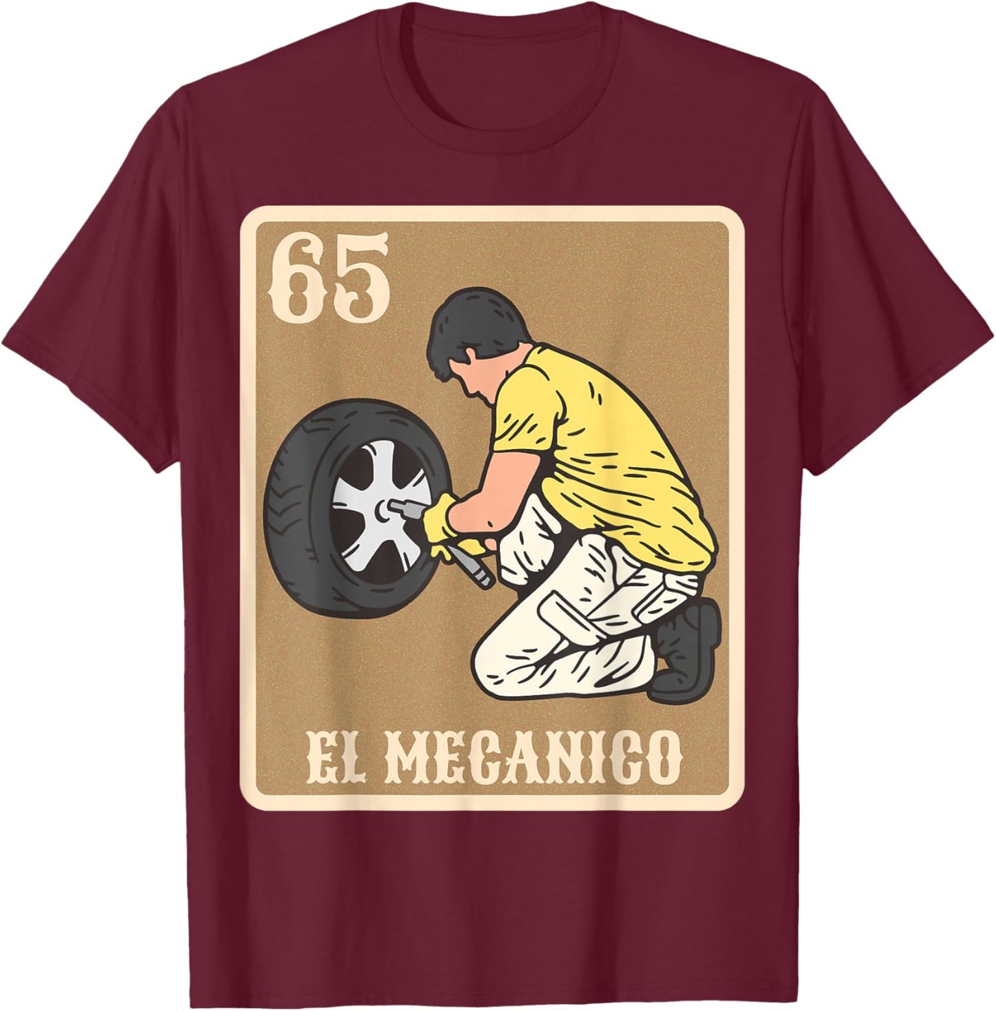 EL Mecanico Lottery Gift Spanish Bingo Card Game T-Shirt - T-Shirt | Maroon