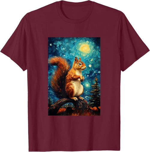 Cute Squirrel - Van Gogh Style - Starry Night