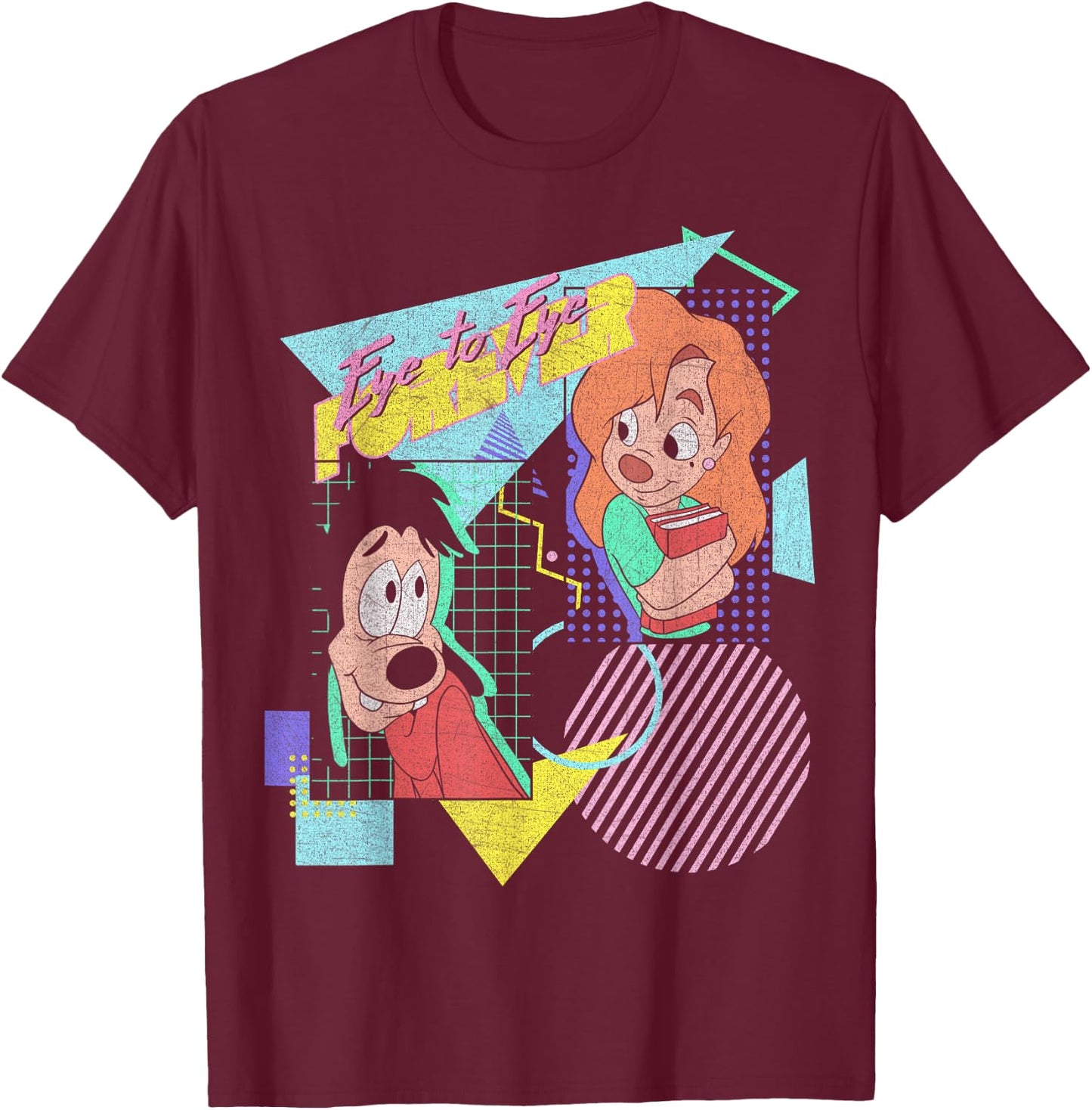 Disney A Goofy Movie Max & Roxanne Eye to Eye Poster T-Shirt - T-Shirt | Maroon