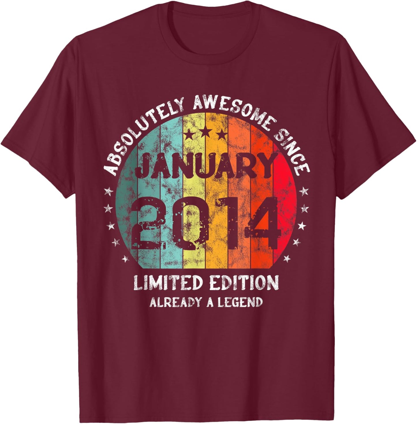 Absolutely Awesome Since January 2014 Boy Girl Birthday T-Shirt - T-Shirt | Maroon