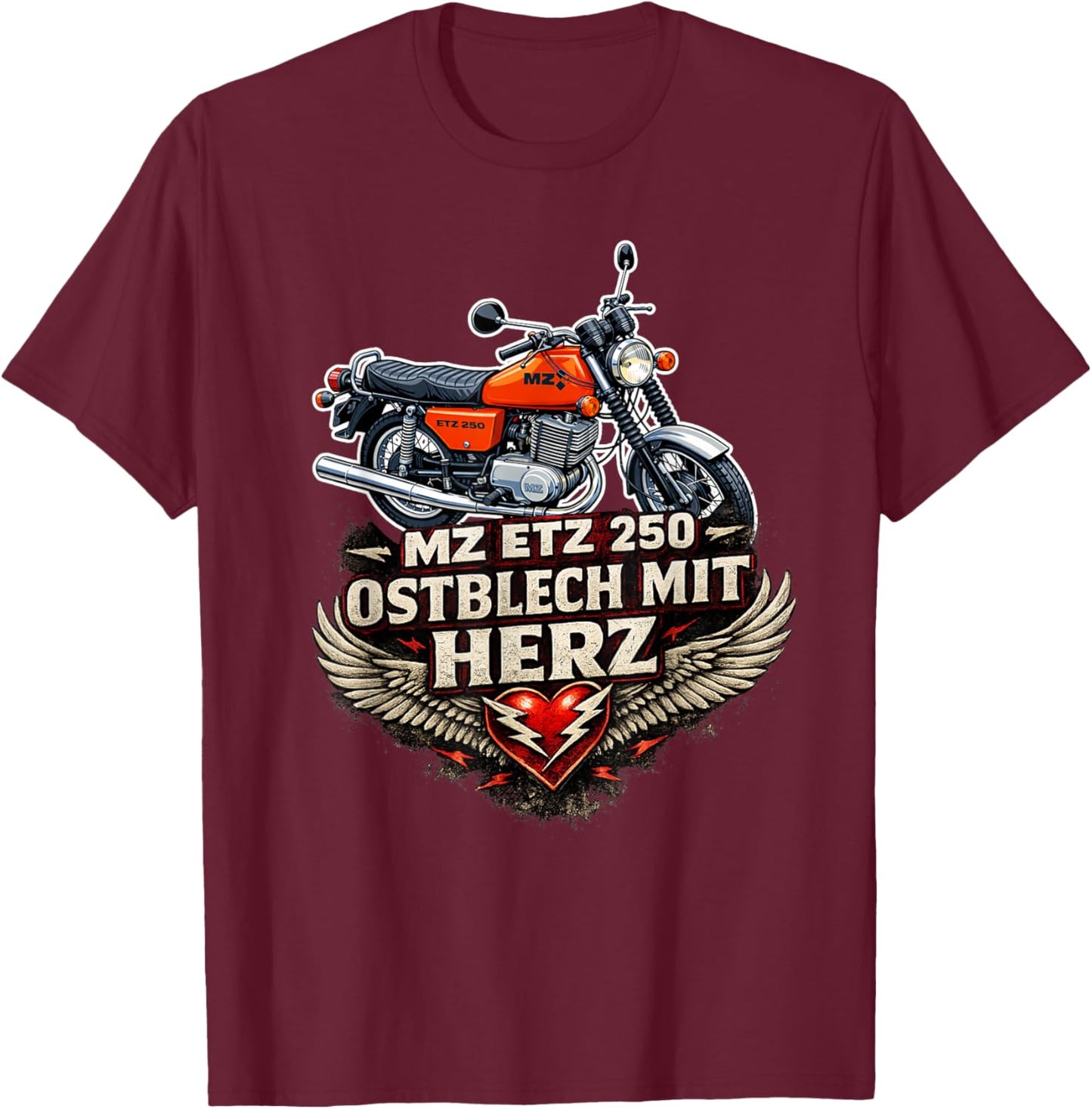 MZ ETZ 250 MOFA Kult Motorrad DDR Klassiker Retro Design T-Shirt - T-Shirt | Maroon