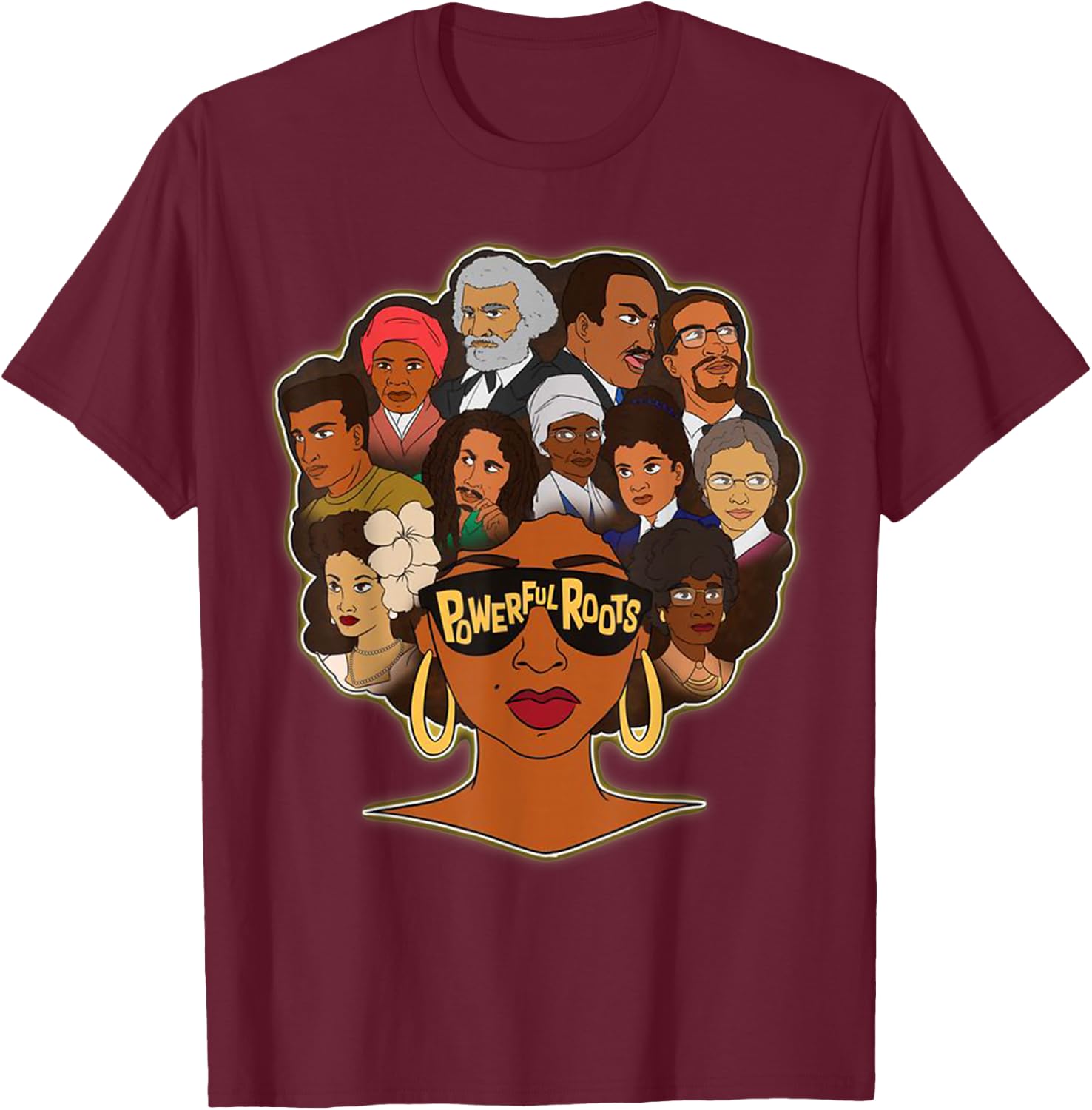 Powerful Roots Black History Month I Love My Roots Gifts T-Shirt - T-Shirt | Maroon
