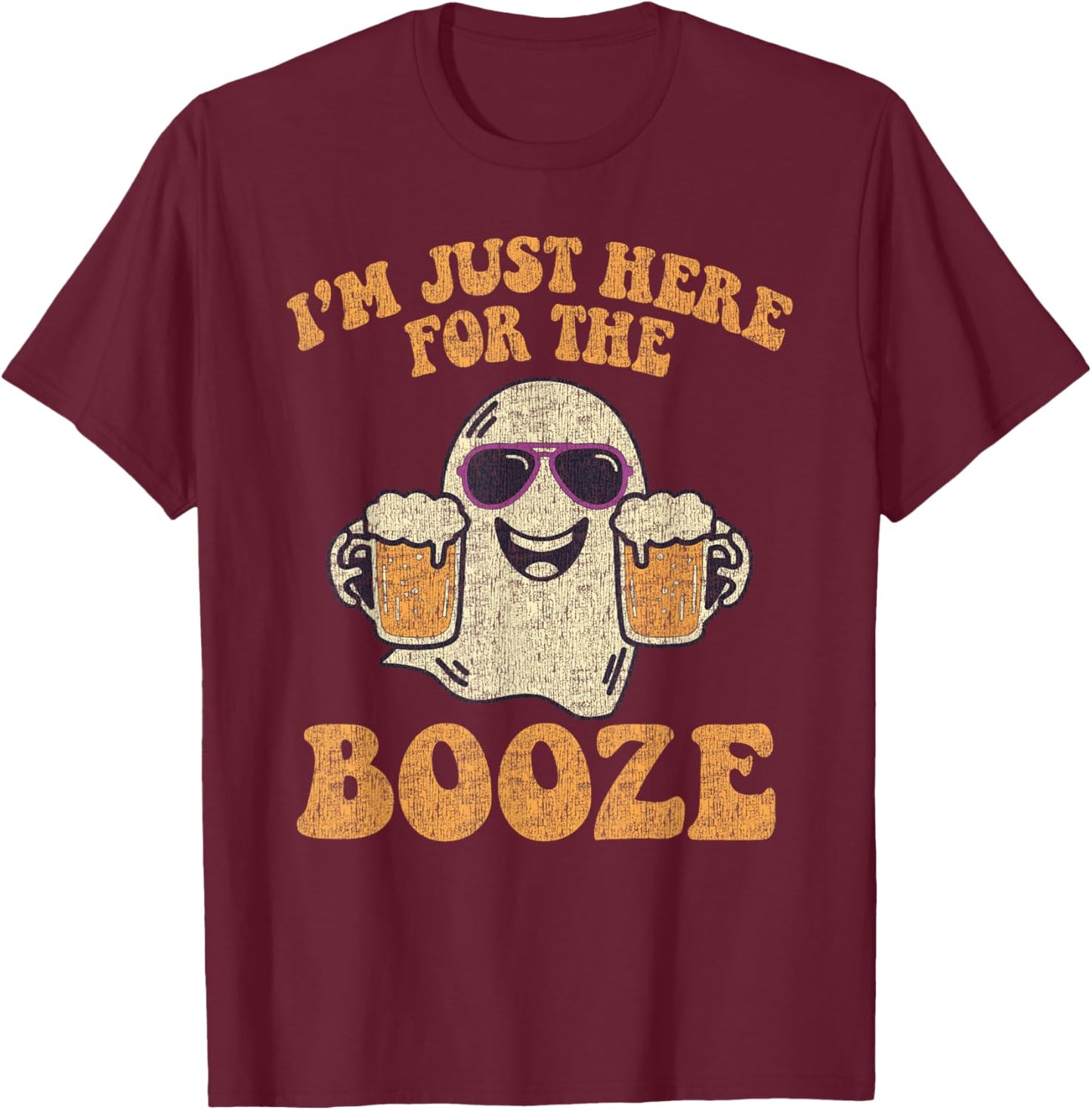 I'm Just Here For The Booze Halloween Beer T-Shirt - T-Shirt | Maroon