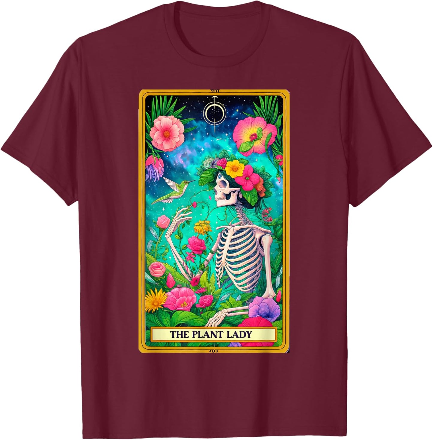 Plant Lady Tarot Card Skeleton Skelly Garden Gardener Women T-Shirt - T-Shirt | Maroon