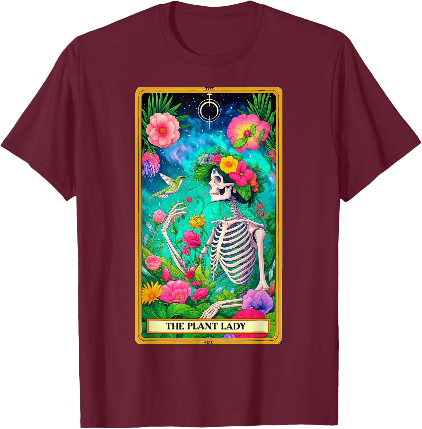 Plant Lady Tarot Card Skeleton Skelly Garden Gardener Women T-Shirt - T-Shirt | Maroon