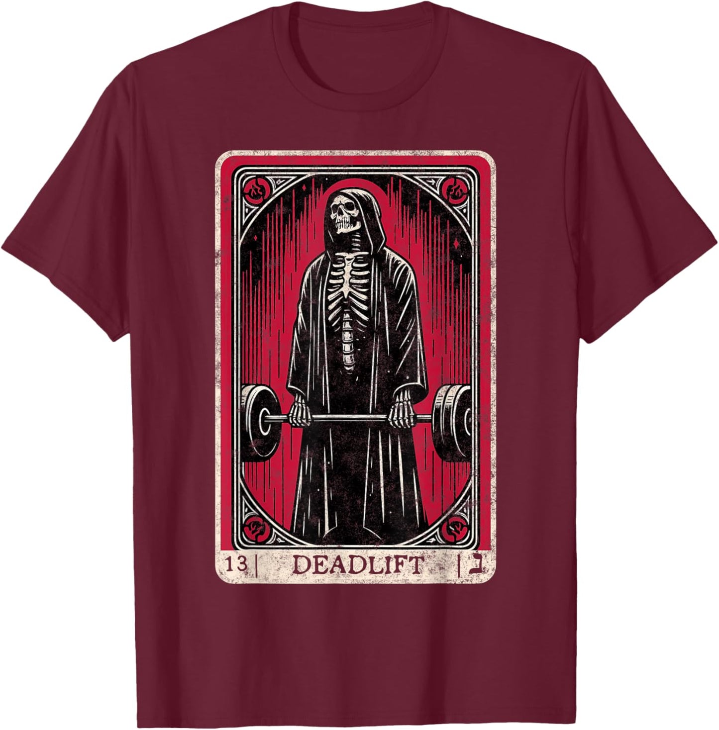 Vintage Deadlift Skeleton Halloween Gym Jokes Weightlifting T-Shirt - T-Shirt | Maroon