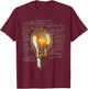 Light Bulb Text Drawing Abstract Art Graphic T-Shirt - T-Shirt | Maroon