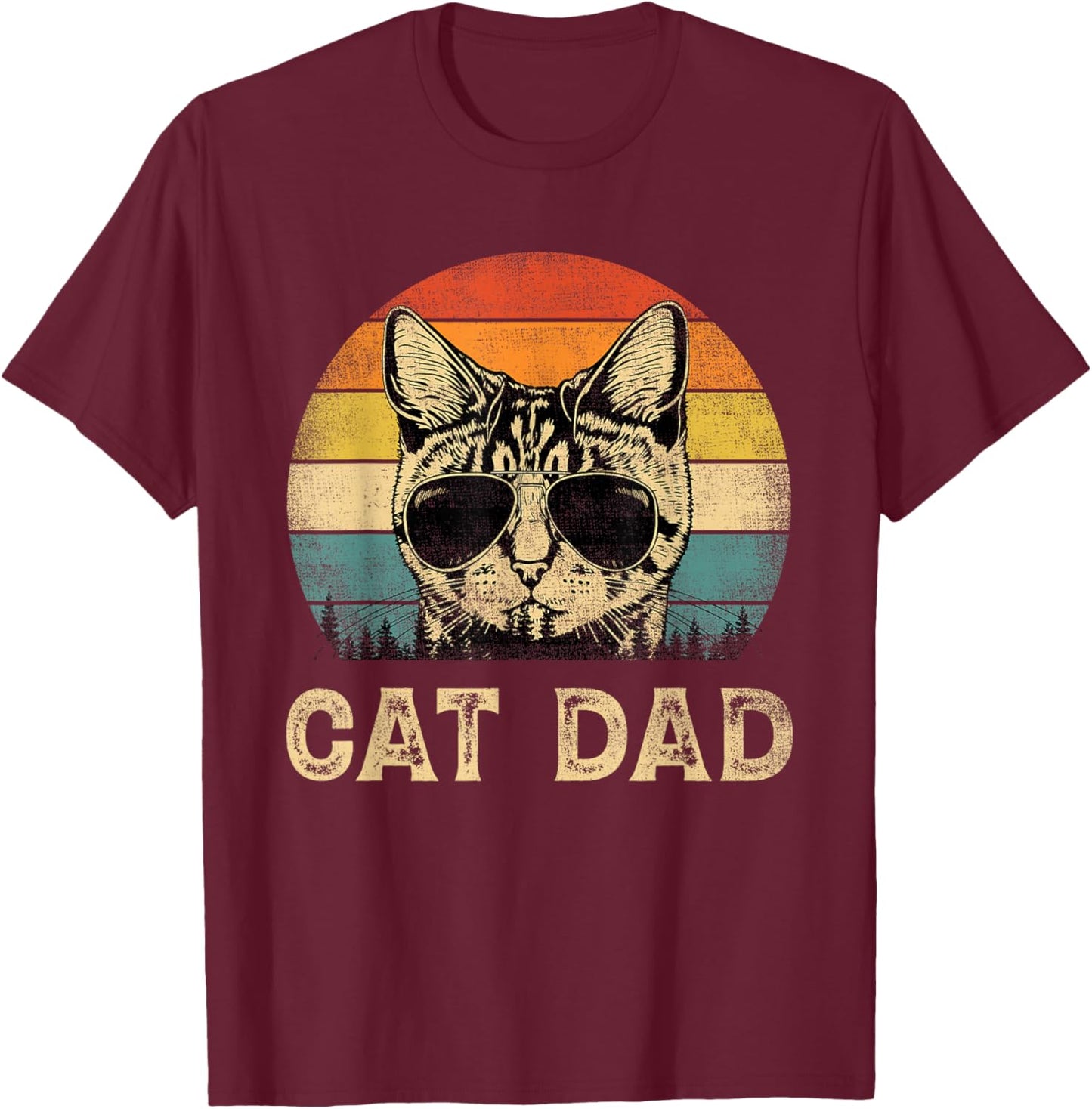 Vintage Cat Dad Cat Lovers Daddy Father's Day T-Shirt - T-Shirt | Maroon