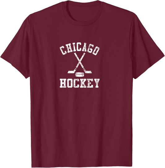 Vintage Chicago Hockey T-Shirt - T-Shirt | Maroon