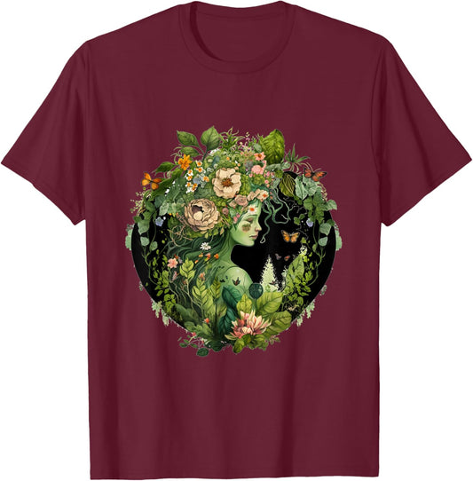 Cottagecore Floral Mother Earth Hippie Nature Earth Day 2023 T-Shirt - T-Shirt | Maroon