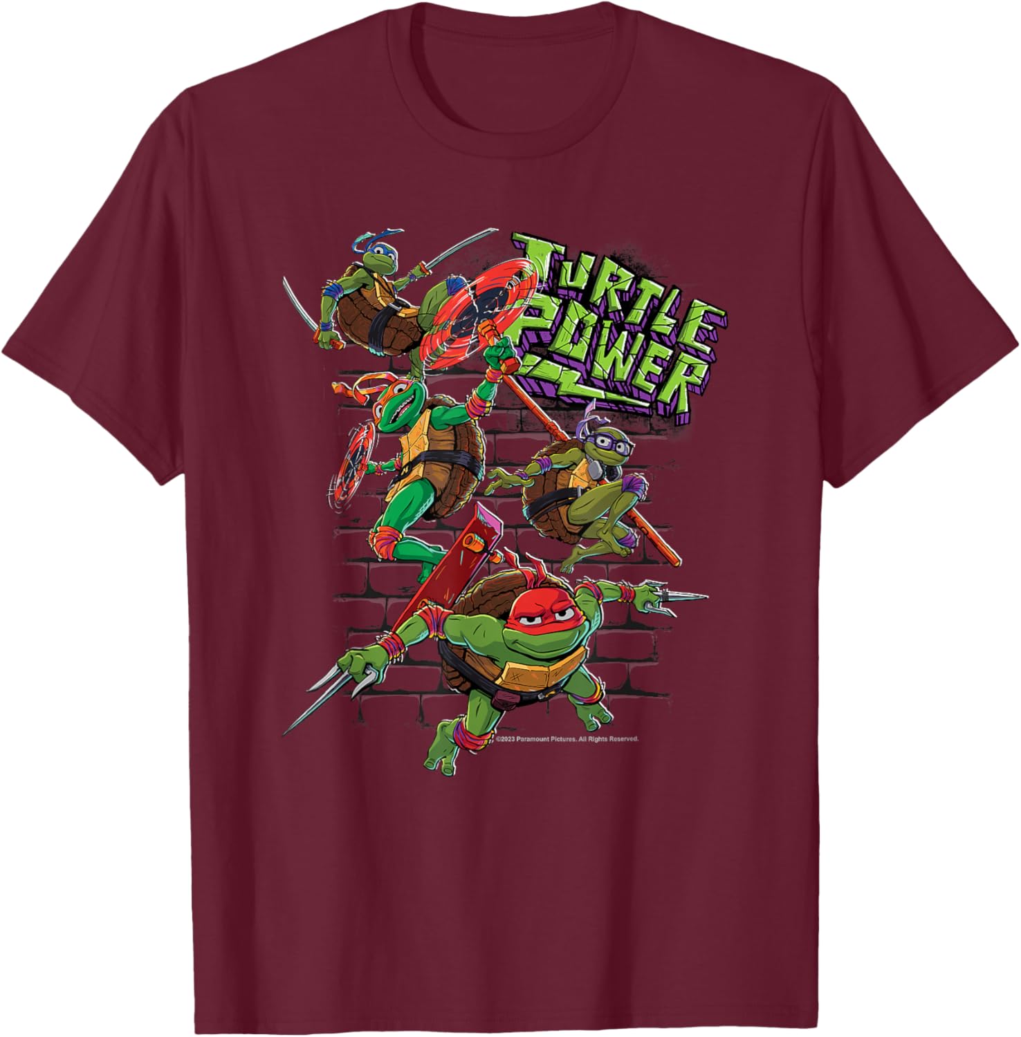 Teenage Mutant Ninja Turtles: Mutant Mayhem Turtle Power T-Shirt - T-Shirt | Maroon