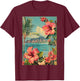 Tropical Kauai Hawaii Flowers Mountain View Art T-Shirt - T-Shirt | Maroon