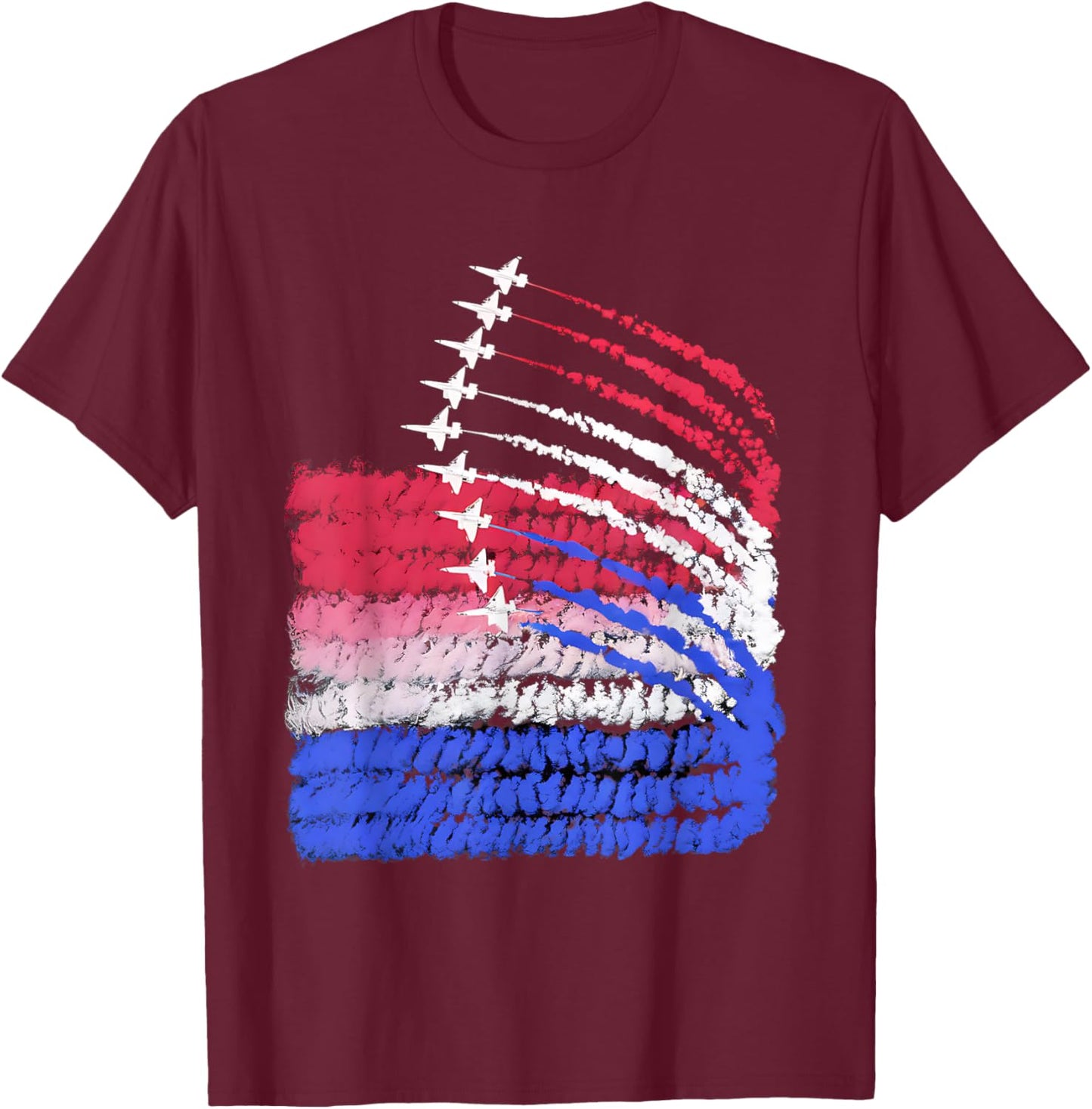 USA Flag Fighter Jets Patriotic Red Blue White 4th of July Women Kids Men T-Shirt - T-Shirt | Maroon