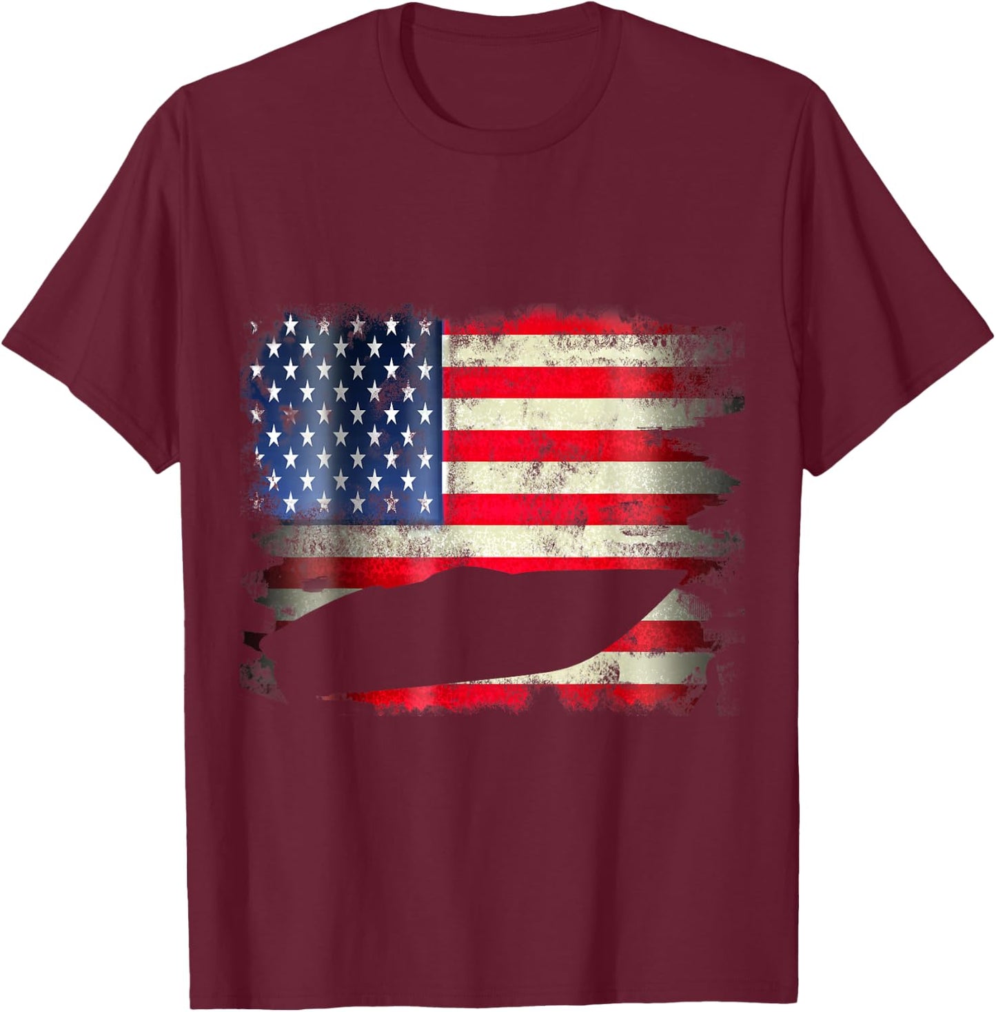 Motor Boat Patriotic USA American Flag 4th of July Gift T-Shirt - T-Shirt | Maroon