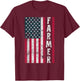 Farmer Farming American Flag USA Farm Patriotic T-Shirt - T-Shirt | Maroon