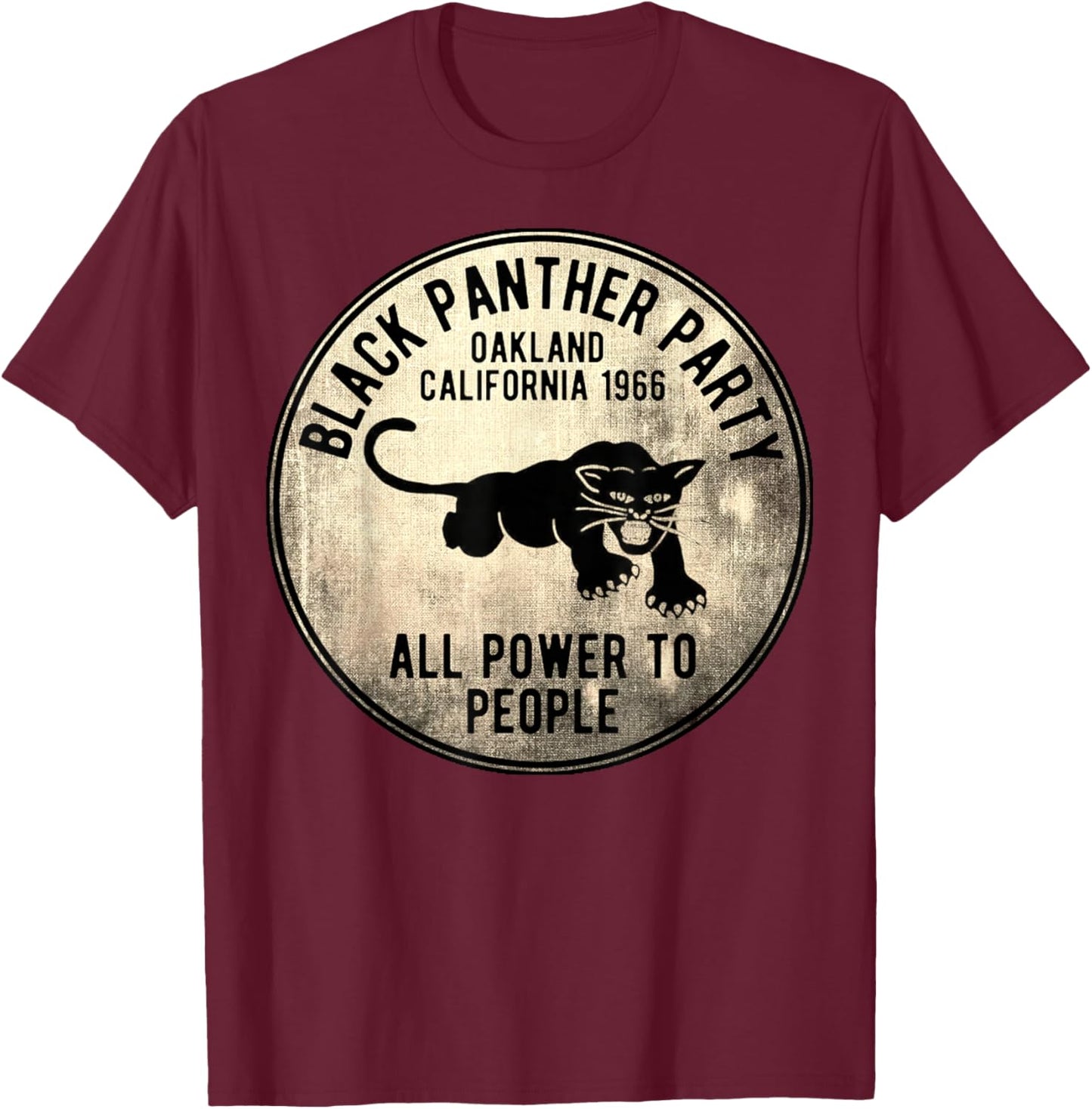 Vintage Oakland California 1966 Black Panther Party T-Shirt - T-Shirt | Maroon