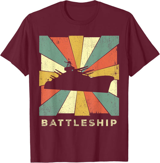 Vintage Battleship Retro Gift T-Shirt - T-Shirt | Maroon