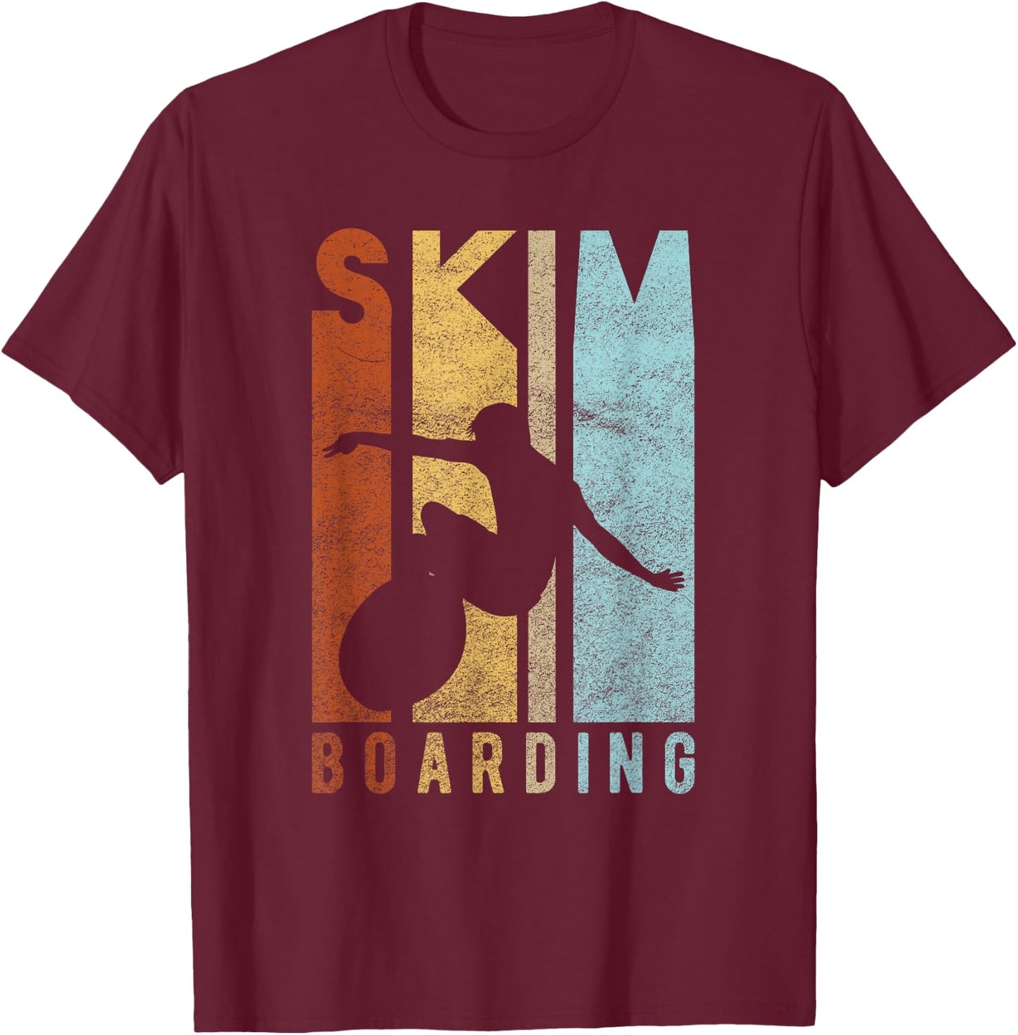 SKIM BOARDING - Sporty retro skimboarding surf-er T-Shirt - T-Shirt | Maroon