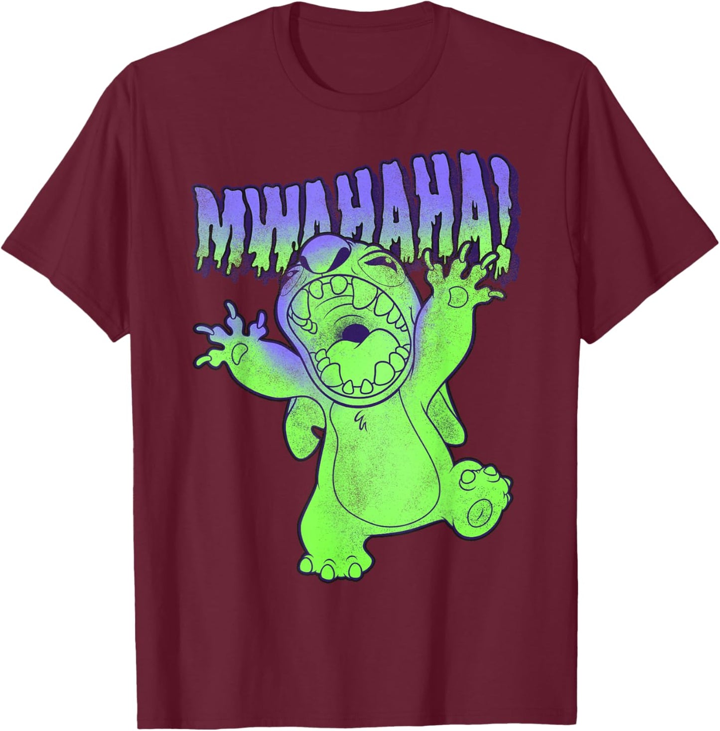Disney Lilo & Stitch Halloween Stitch Mwahaha Portrait T-Shirt - T-Shirt | Maroon