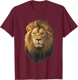 Realistic Lion Face Majestic Animal T-Shirt - T-Shirt | Maroon