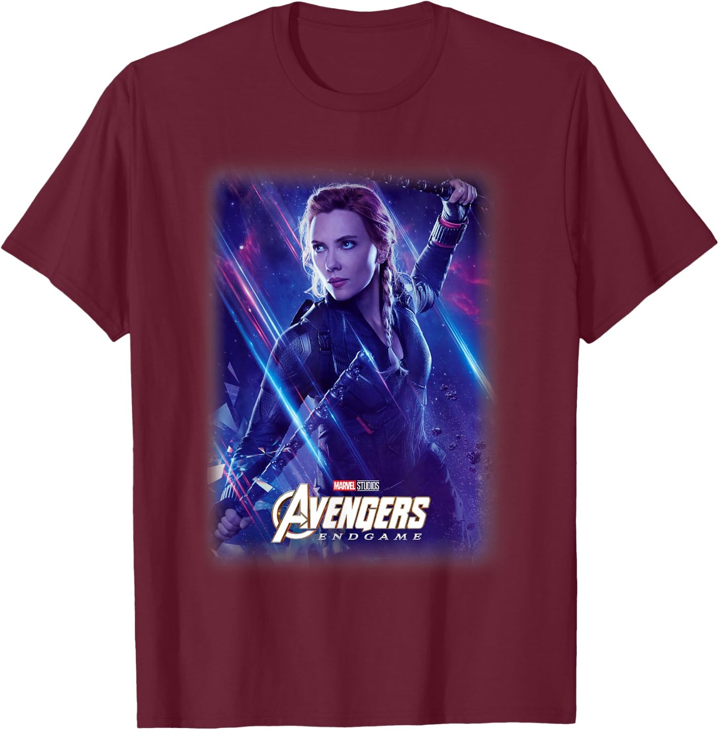 Marvel Avengers Endgame Black Widow Galactic Poster T-Shirt - T-Shirt | Maroon